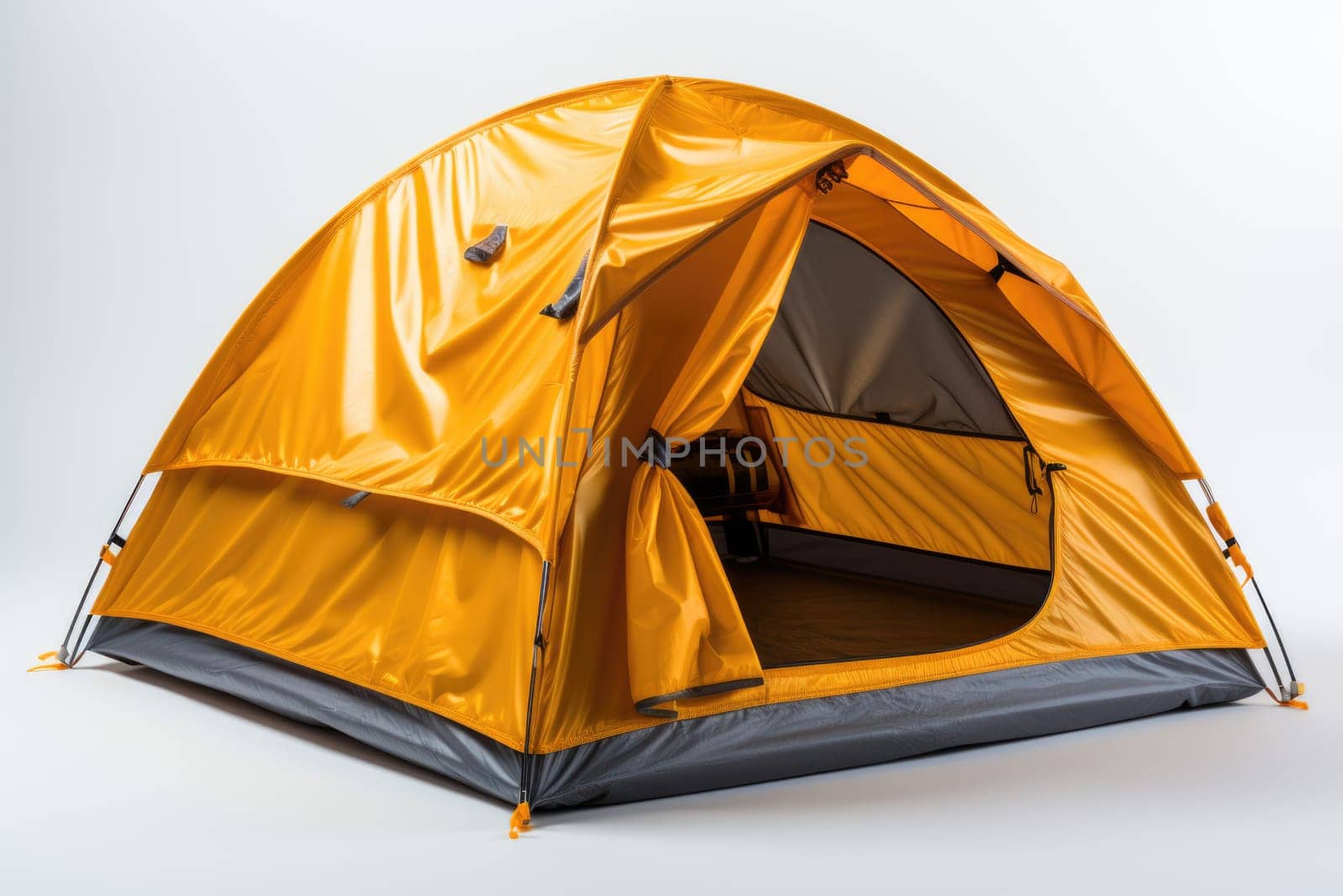 yellow tent isolated on white background. AI Generated