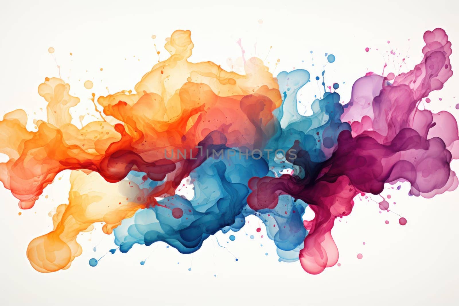 watercolor blobs and splashes abstract design, isolated on white background. AI Generated