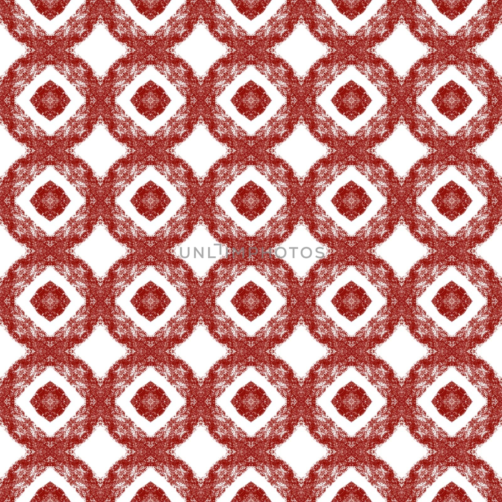 Medallion seamless pattern. Maroon symmetrical kaleidoscope background. Watercolor medallion seamless tile. Textile ready excellent print, swimwear fabric, wallpaper, wrapping.