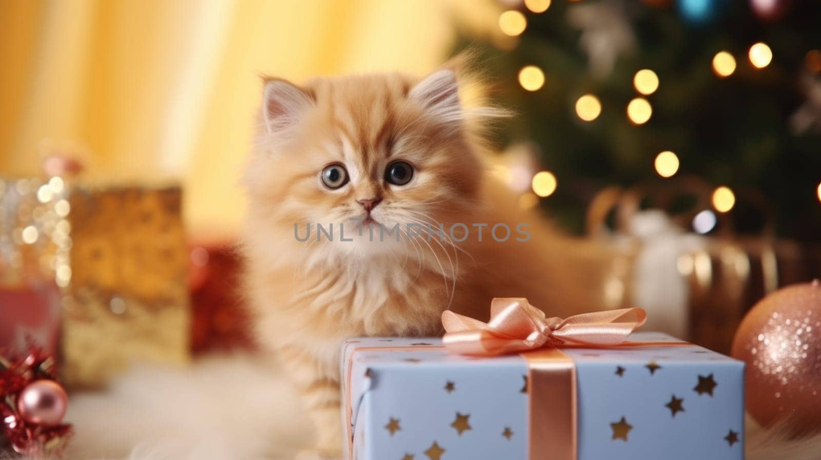 cat kitten with gift box, ai by rachellaiyl