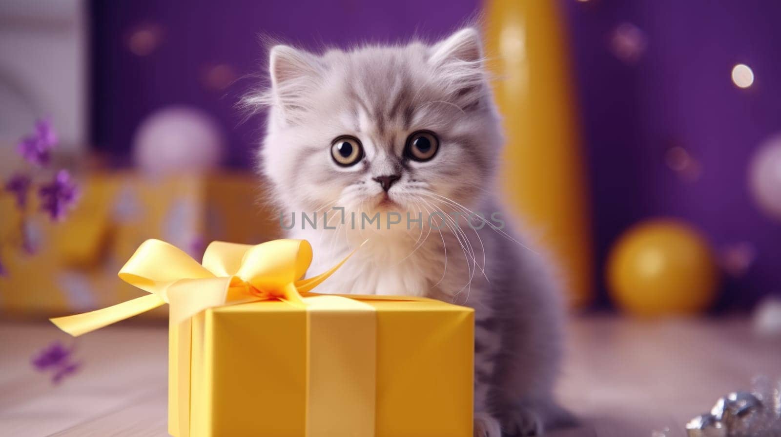 cat kitten with gift box