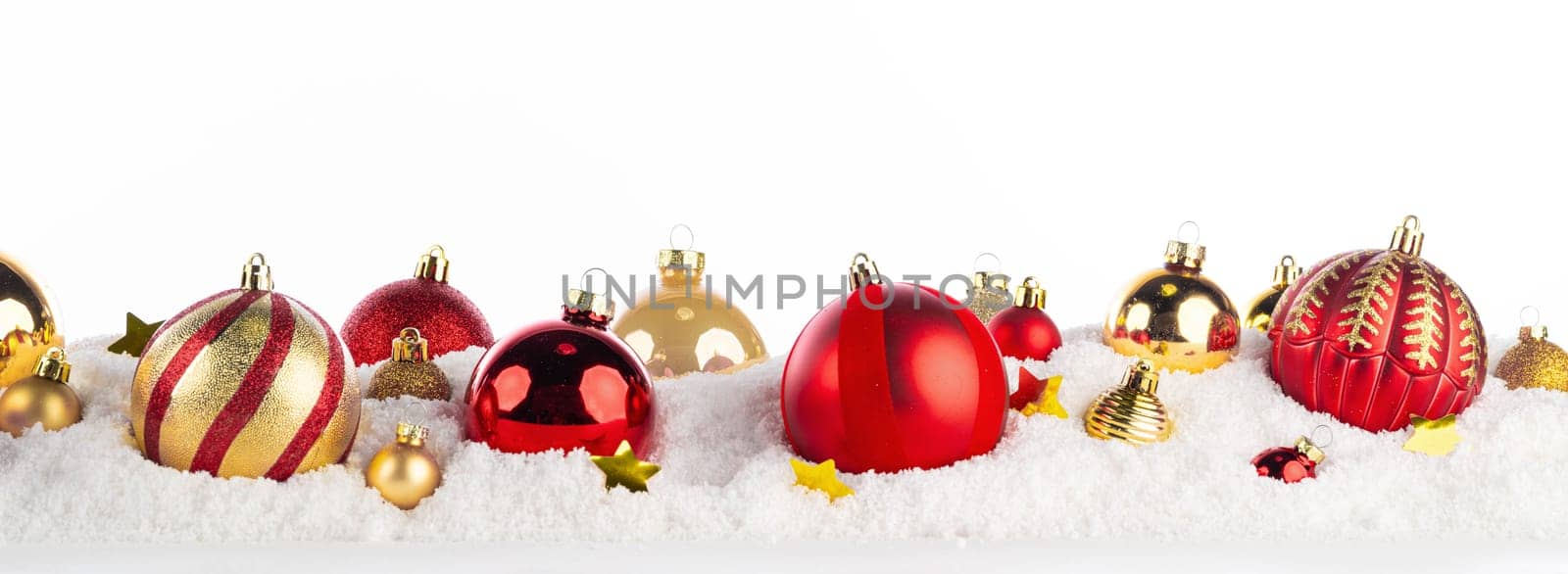gold and red christmas balls long frame banner