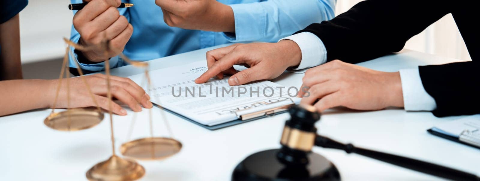 Couples file for divorcing and seek assistance from law firm to divide property after breakup. Obligations contract assist by lawyer in negotiating settlement agreement meeting. Panorama Rigid