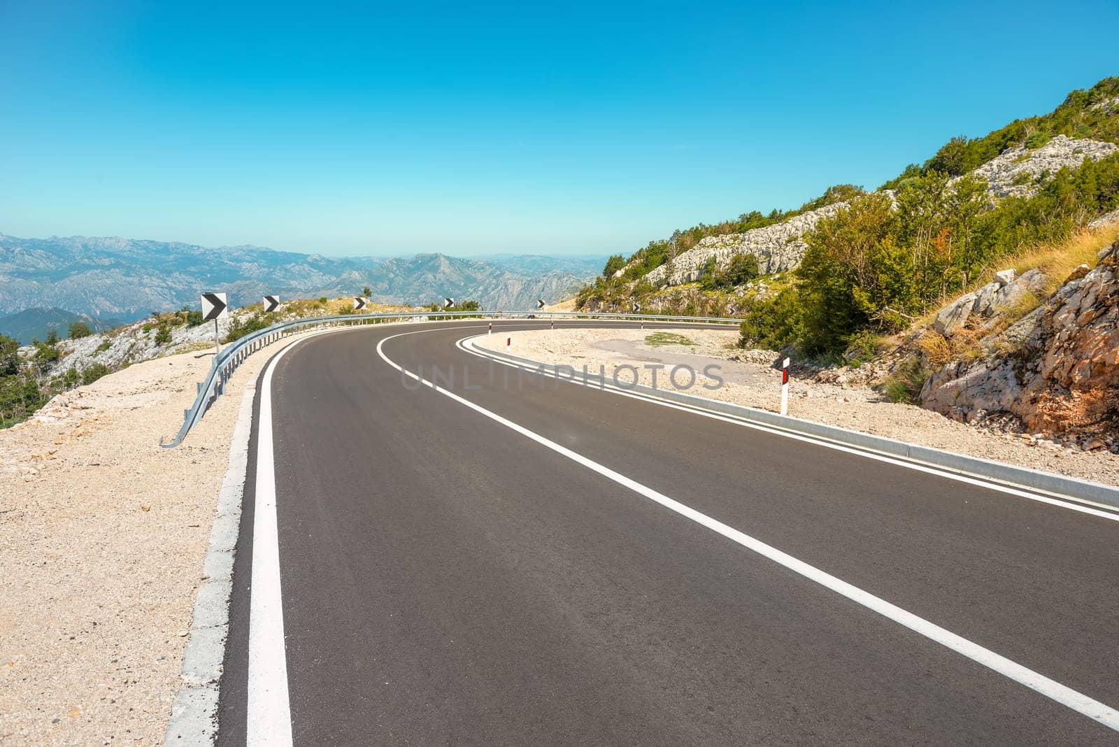 Landscape with the image of mountain road in Montenegro