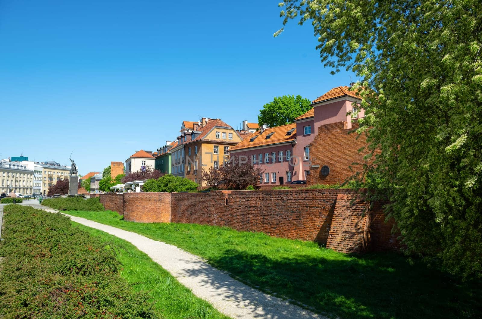 Ancient barbican fortress in the historical center of Warsaw