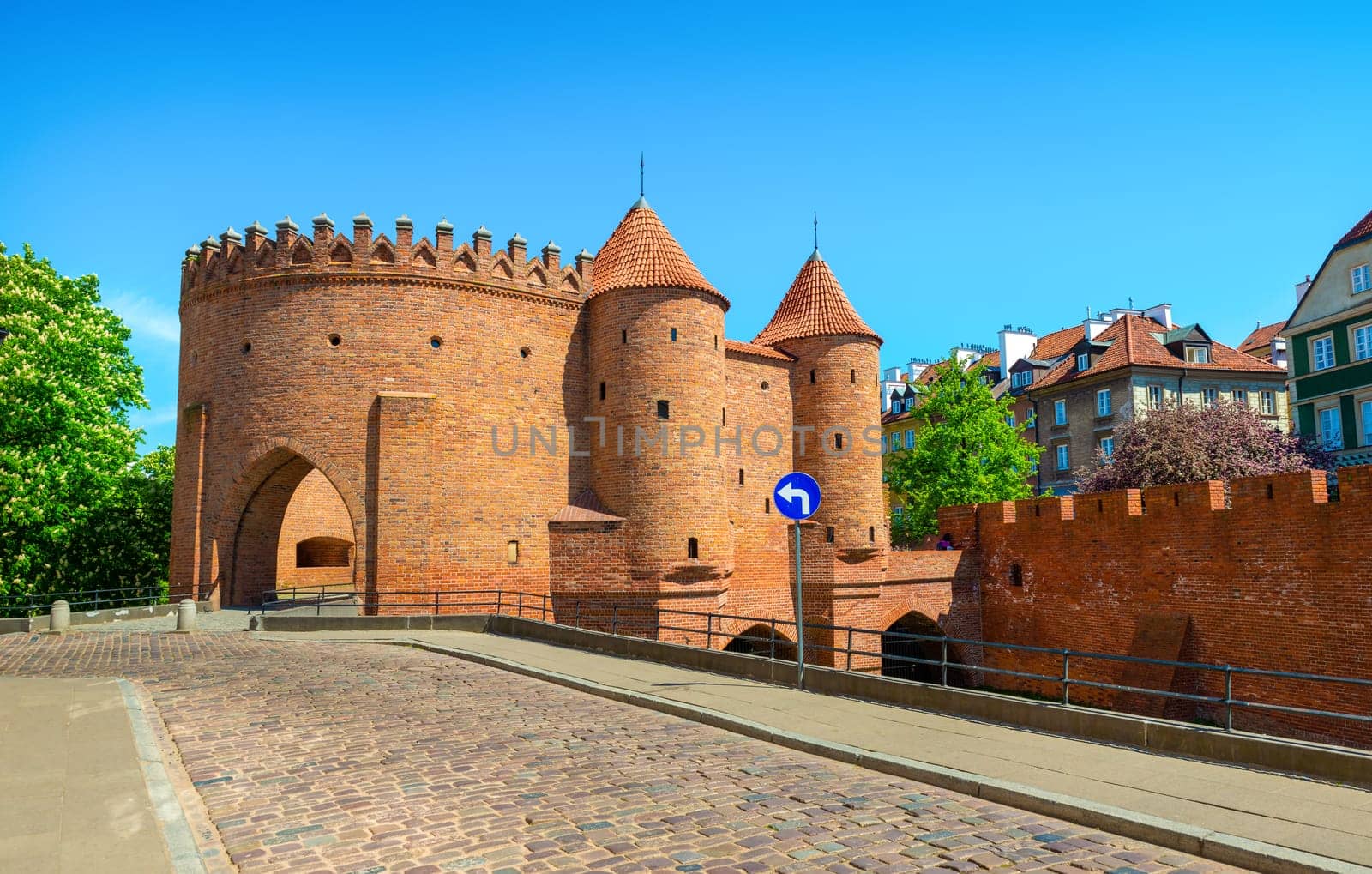 Ancient barbican fortress in the historical center of Warsaw