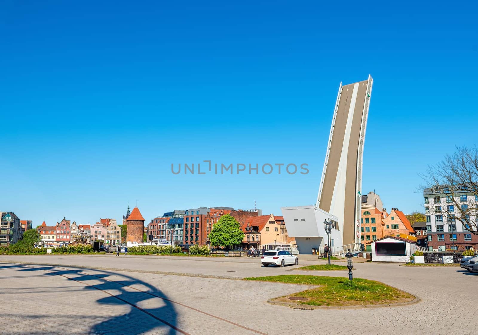Pedestrian bridge to Olowiannaya in the city of Gdansk