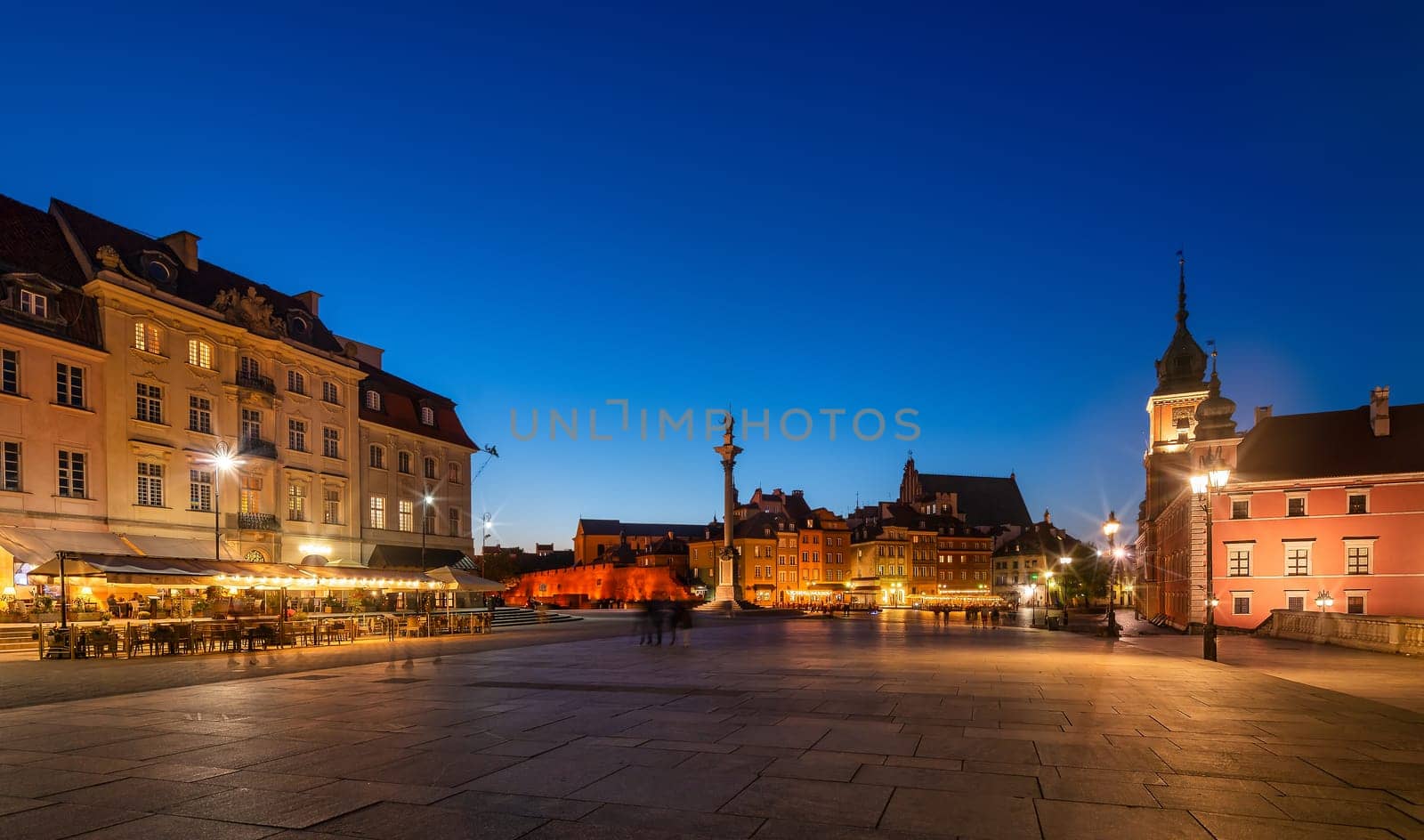 Old town in Warsaw, Poland. The Royal Castle and Sigismund's Column called Kolumna Zygmunta