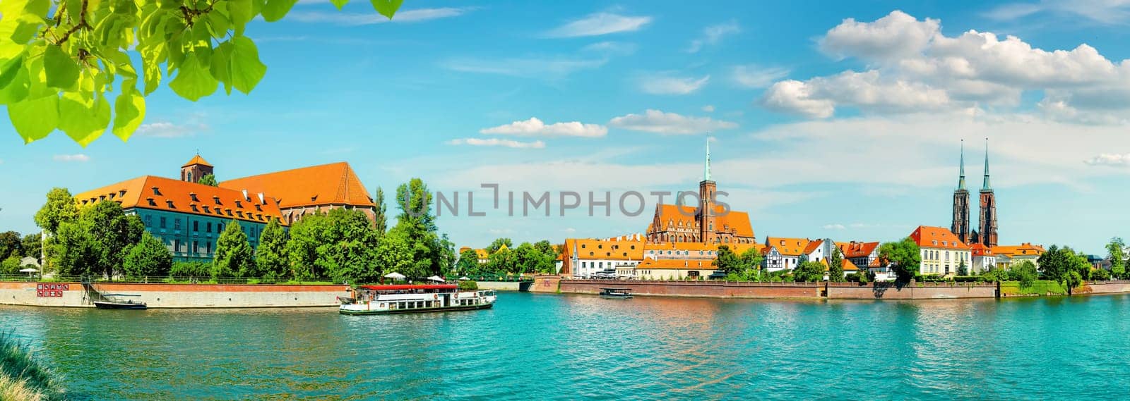 Odra River and Tumski Island in Wroclaw, Poland