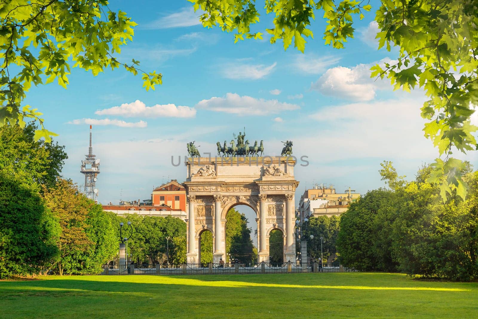 Arch of Peace in sempione park, Milan, lombardy, Italy