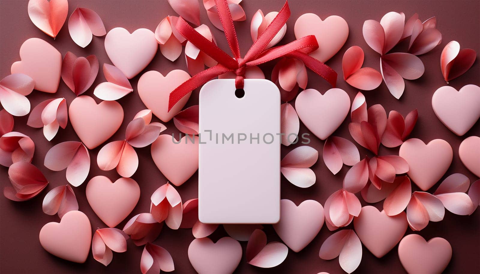 Blank empty tag mock up with romantic flowers. Wedding. Mothers Day. Valentine's Day. Birthday. Happy woman's day theme copy space. Romantic design Space for text