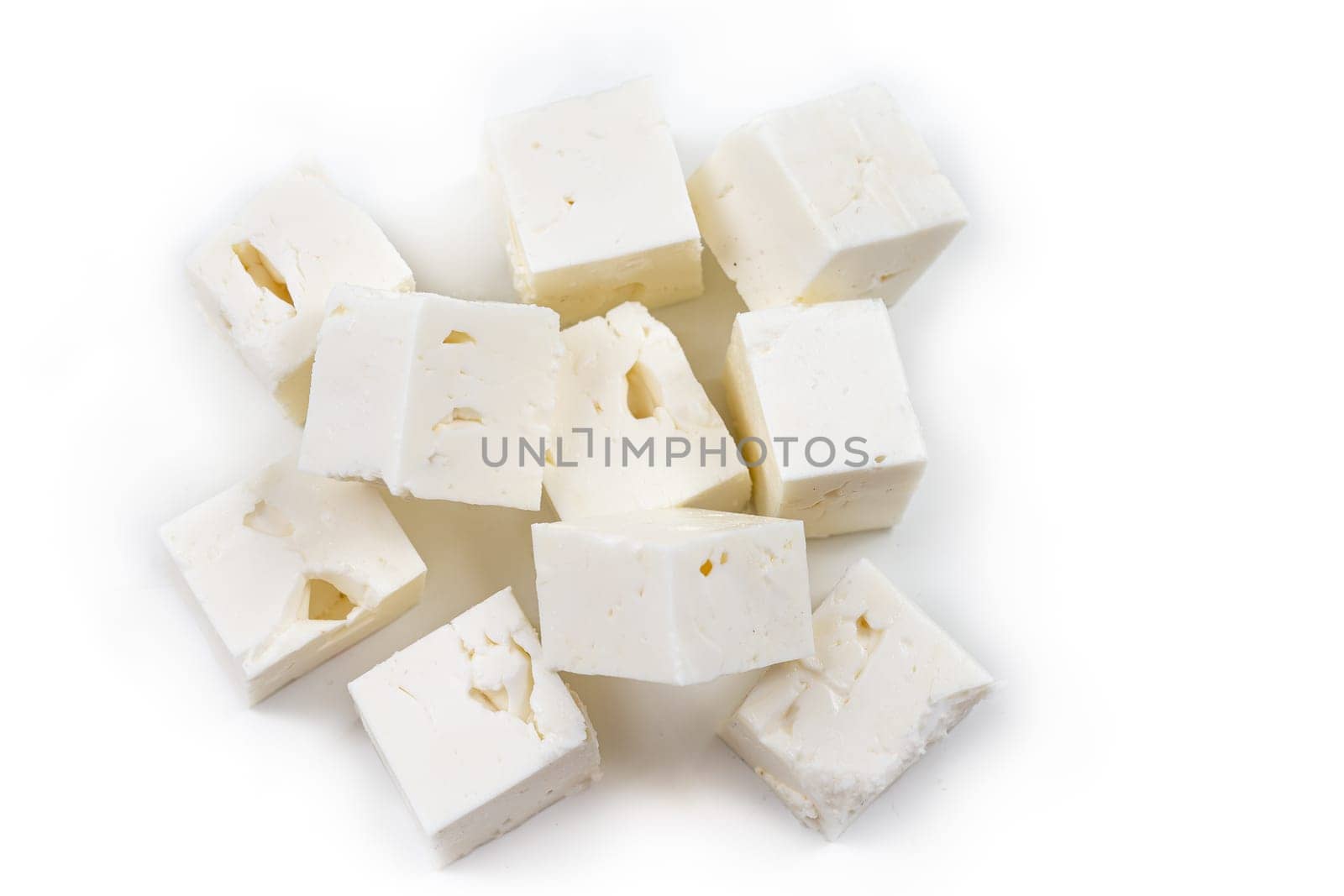 Feta cheese isolated on white background. With clipping path and full depth of field. Top view. by JPC-PROD