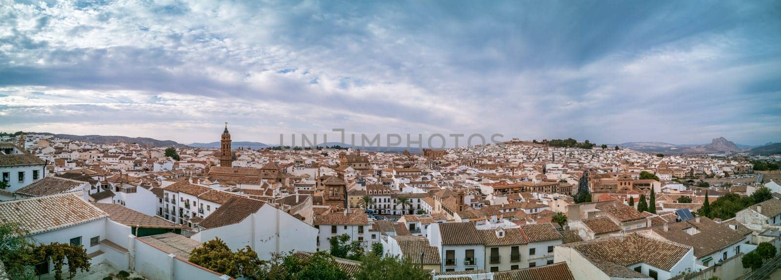 Stunning Aerial View of the Andalusian City of Antequera at Sunset by FerradalFCG