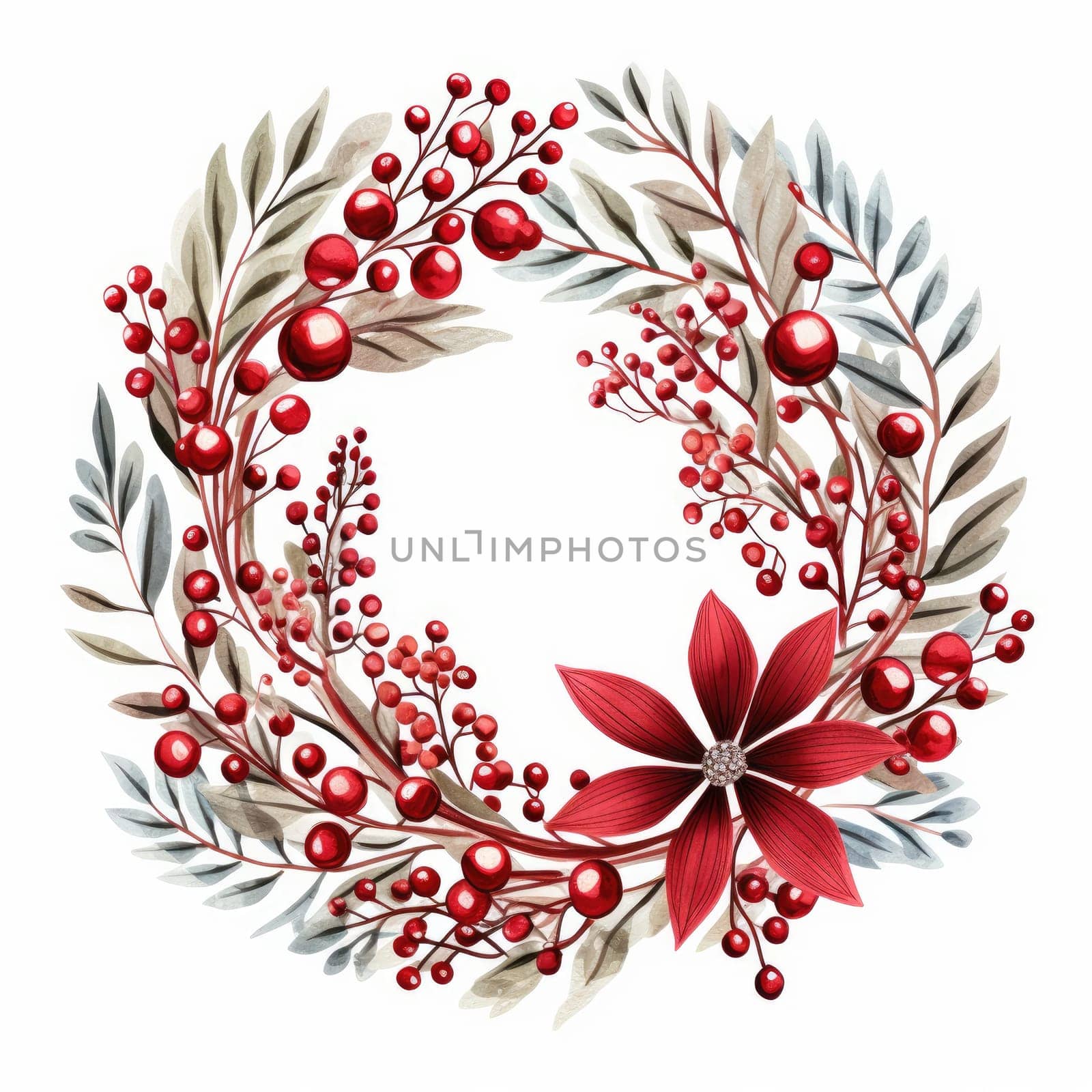 Christmas wreath. Ornament for Christmas festival. Generative AI.