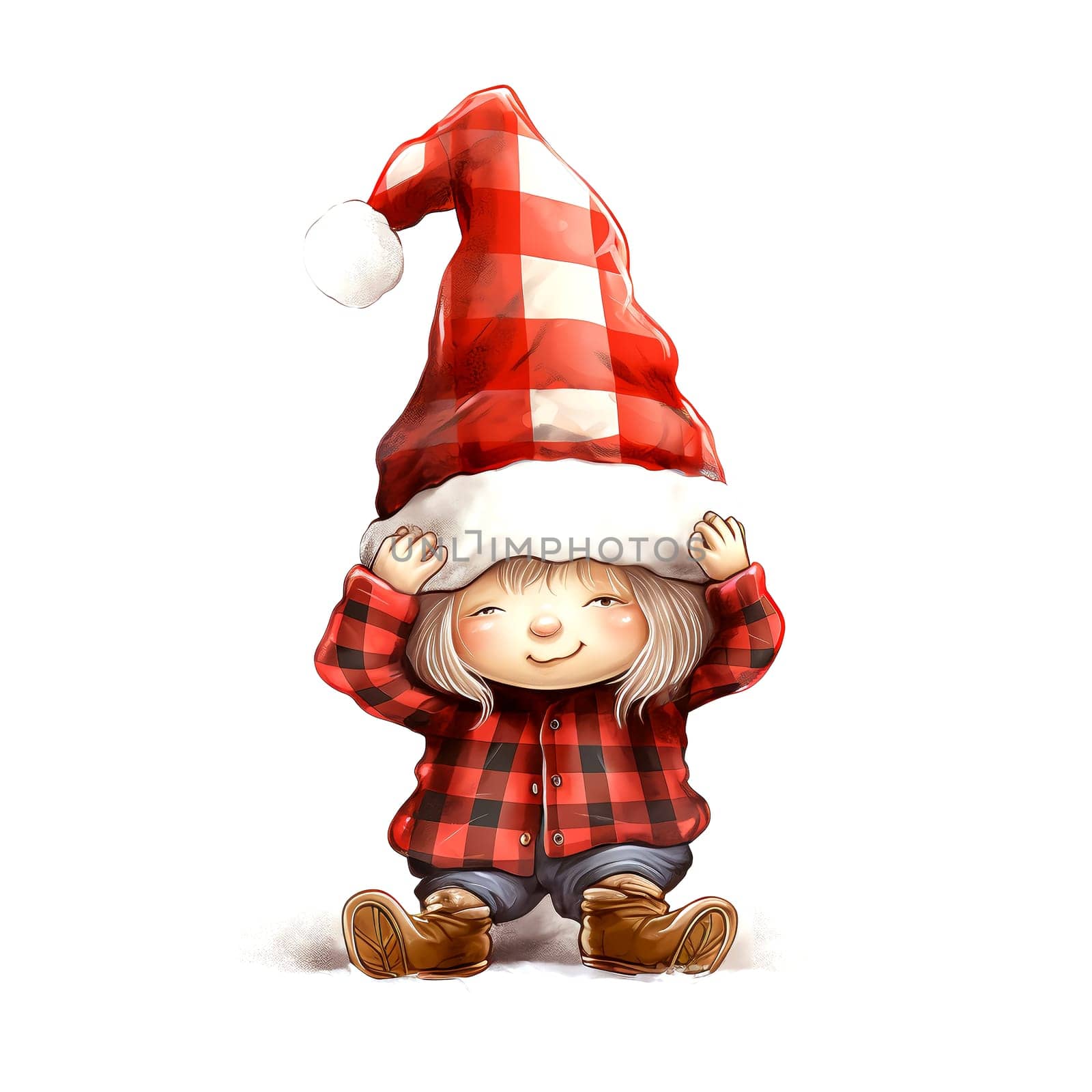 Watercolor Christmas Gnome. Clipart. AI generated. by AndreyKENO