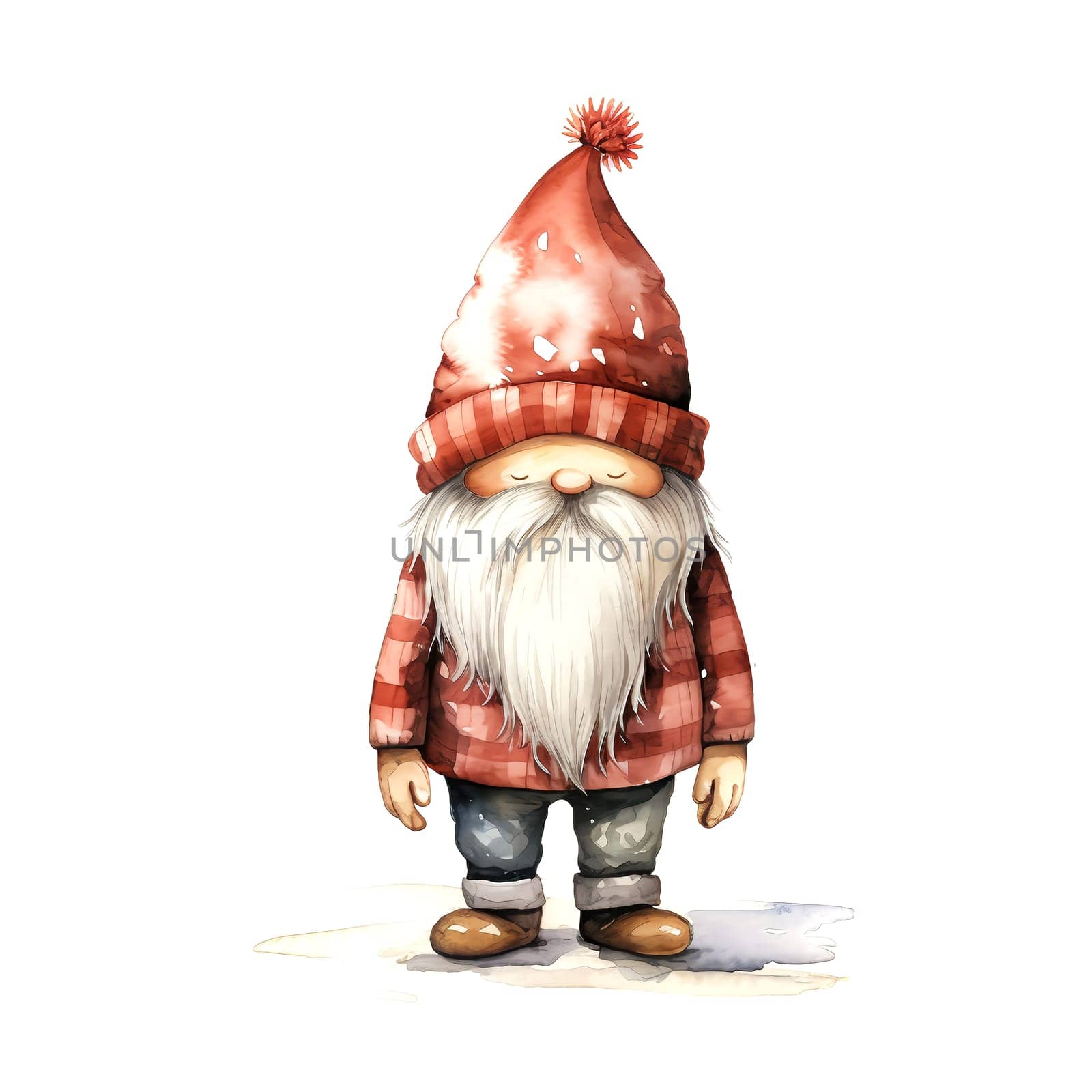 Watercolor Christmas Gnomes Clipart is a great choice for creating cards, invitations, party supplies and decorations. AI generated.