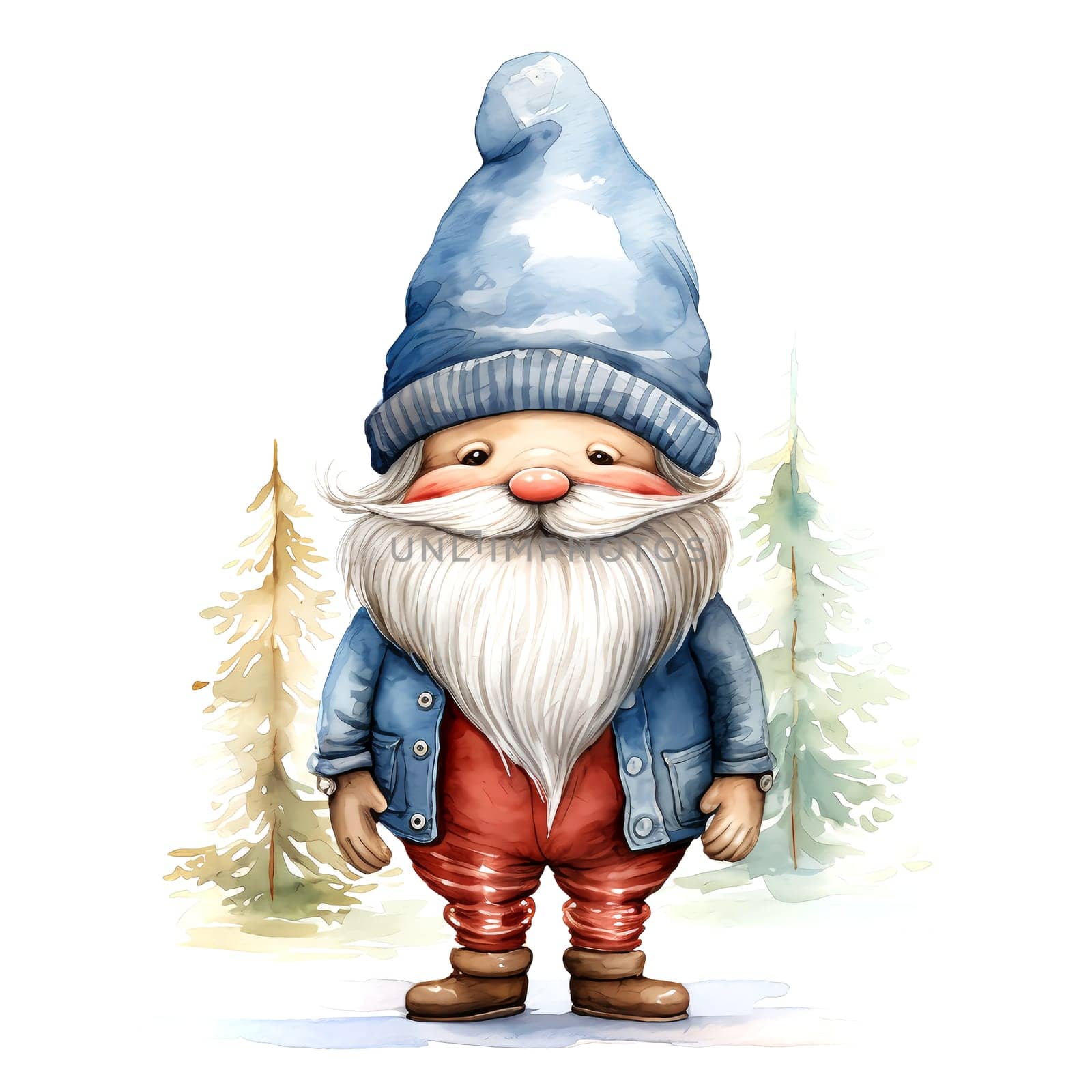 Watercolor Christmas Gnomes Clipart is a great choice for creating cards, invitations, party supplies and decorations. AI generated.