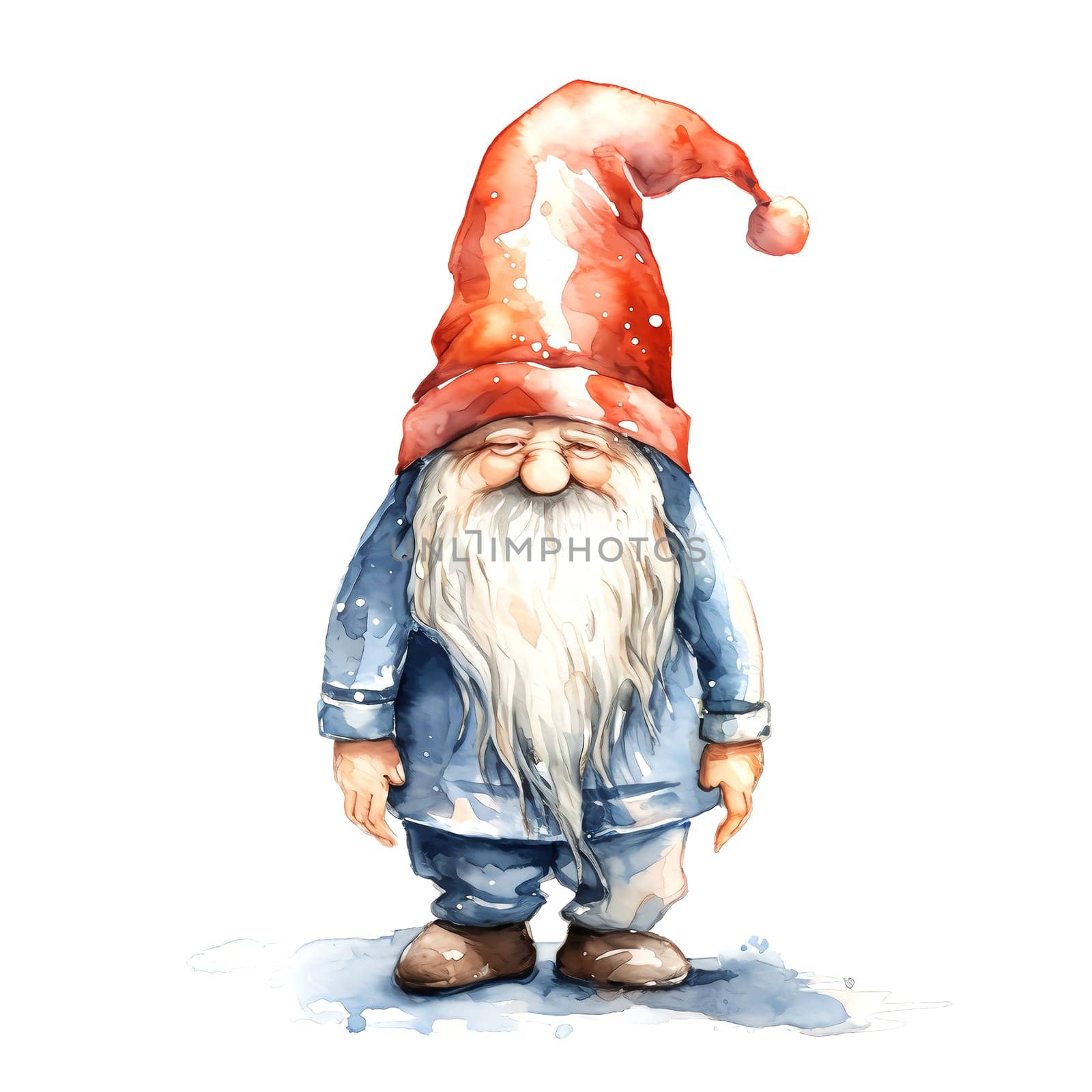 Watercolor Christmas Gnome. Clipart. AI generated. by AndreyKENO