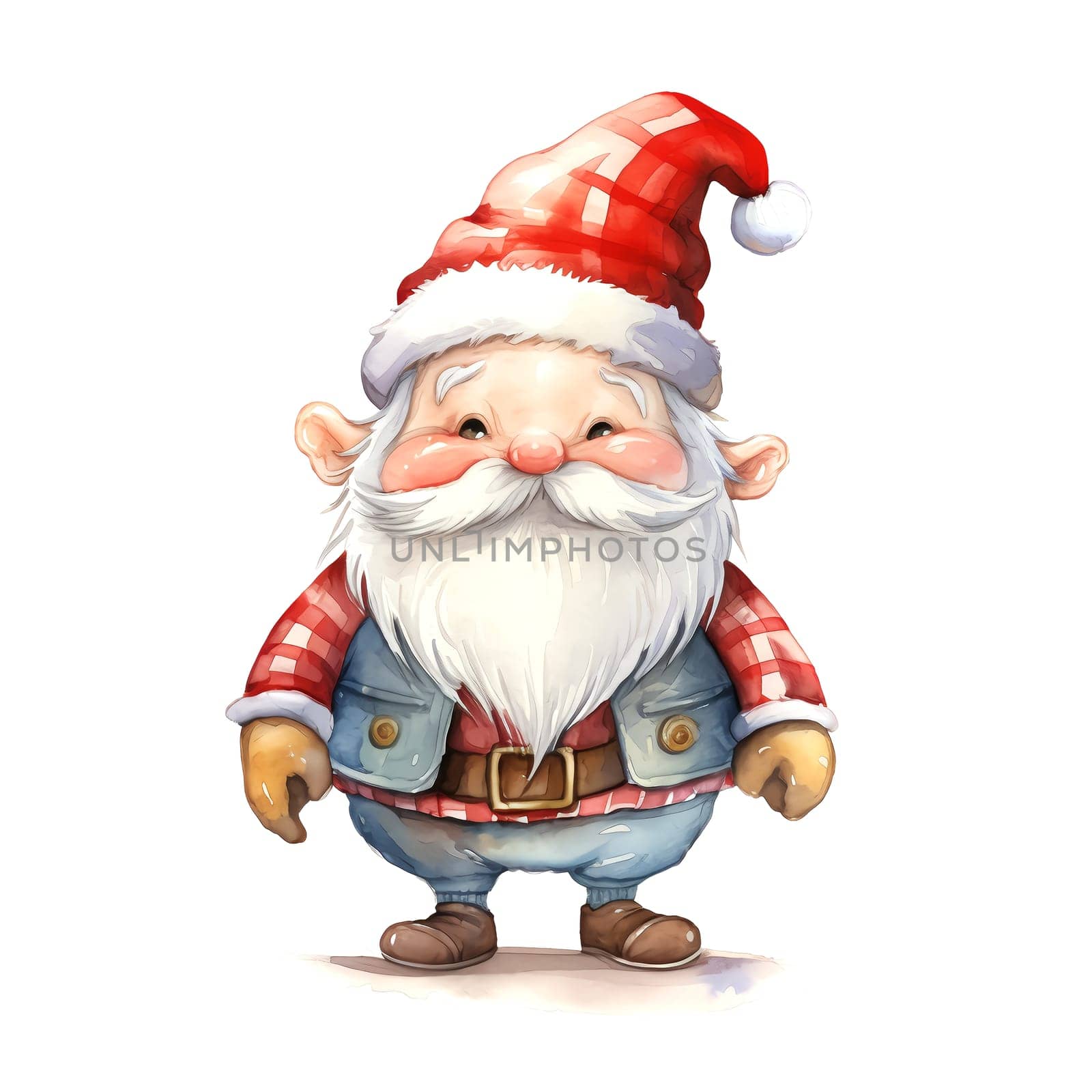 Watercolor Christmas Gnome. Clipart. AI generated. by AndreyKENO