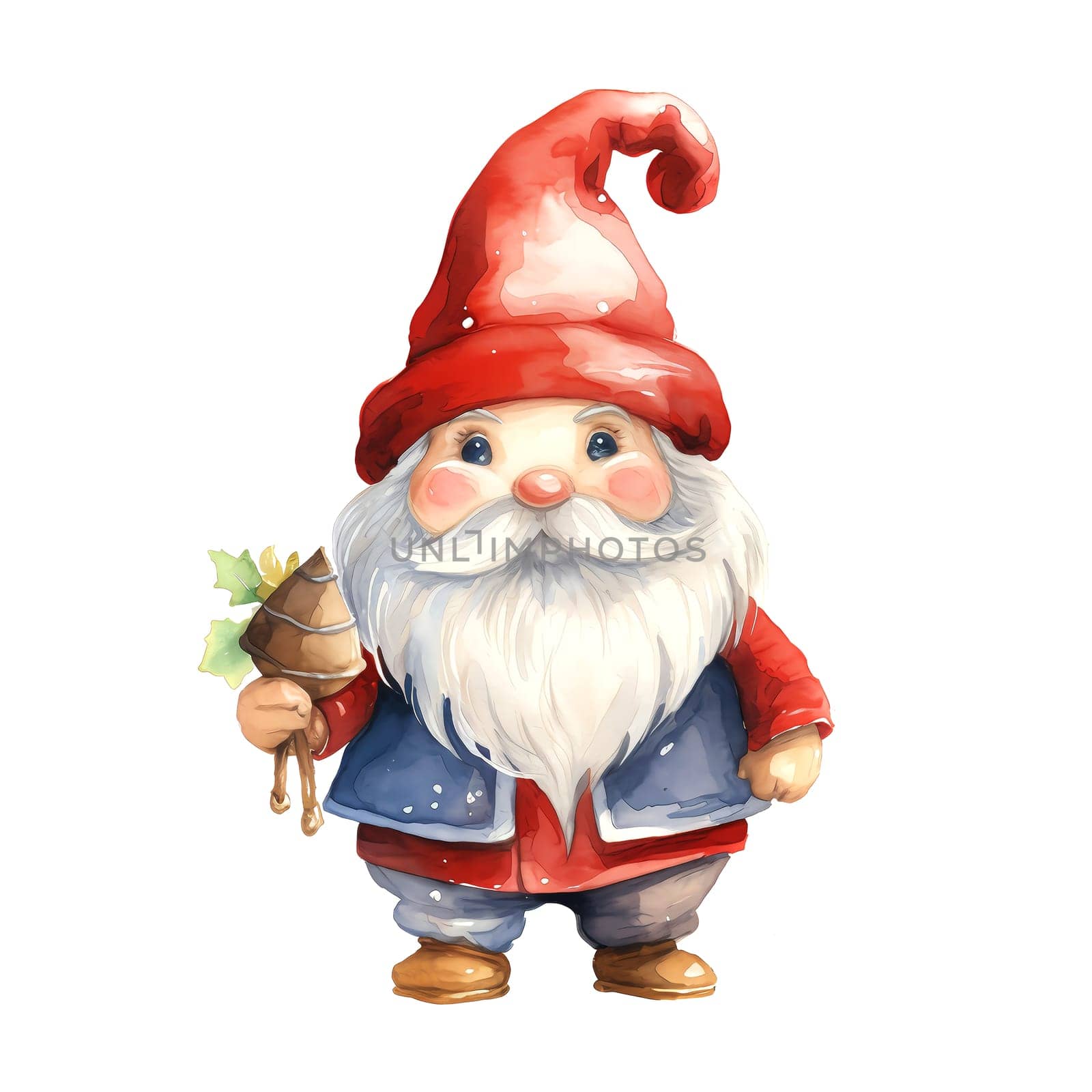 Watercolor Christmas Gnomes Clipart is a great choice for creating cards, invitations, party supplies and decorations. AI generated.