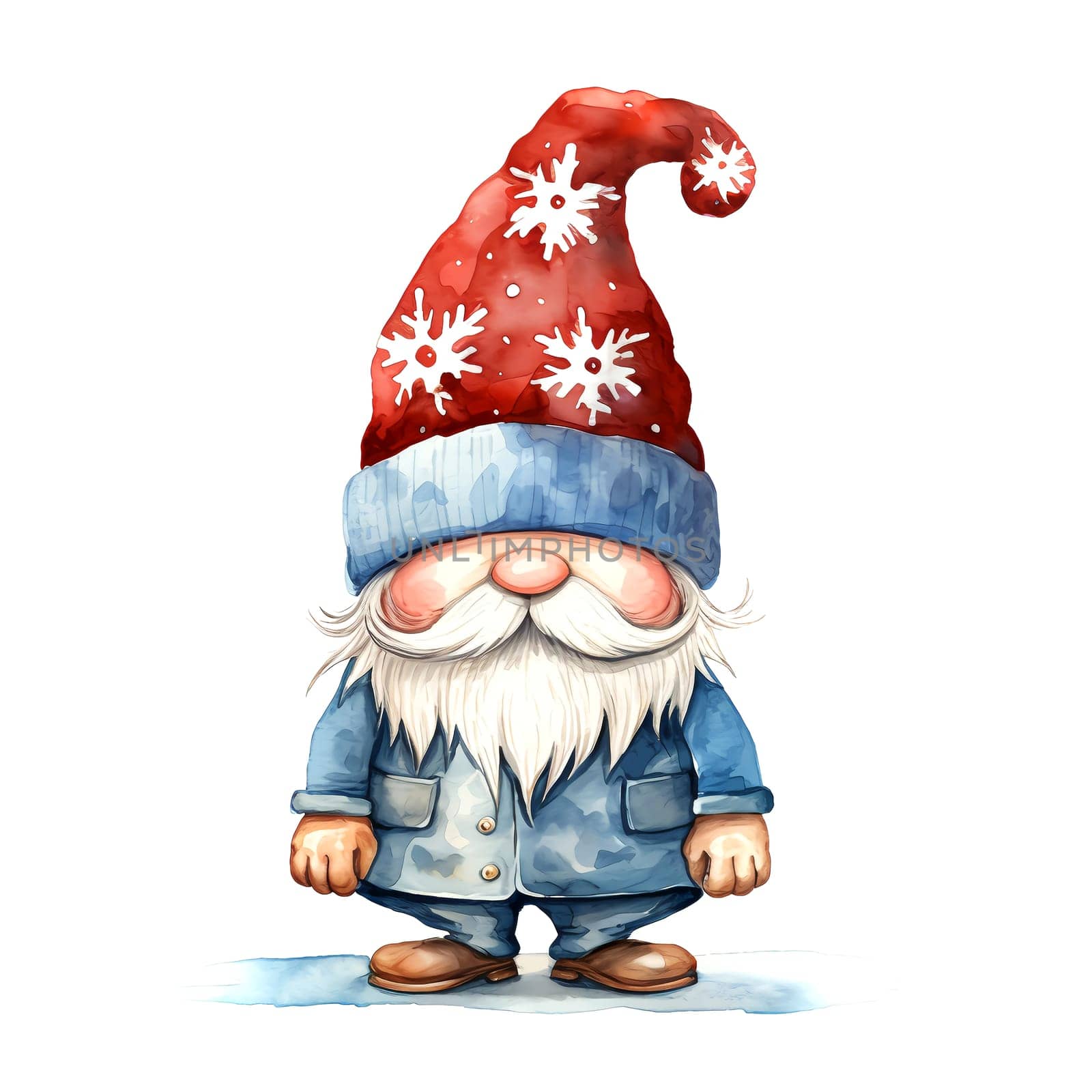 Watercolor Christmas Gnome. Clipart. AI generated. by AndreyKENO
