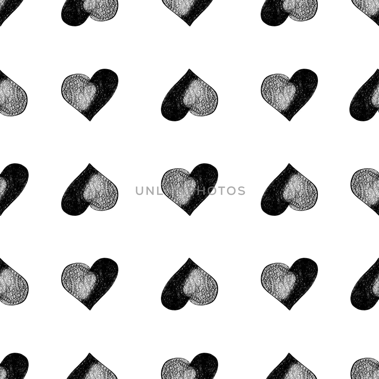 Seamless Pattern with Hearts. Hand Drawn Valentines Background. by Rina_Dozornaya