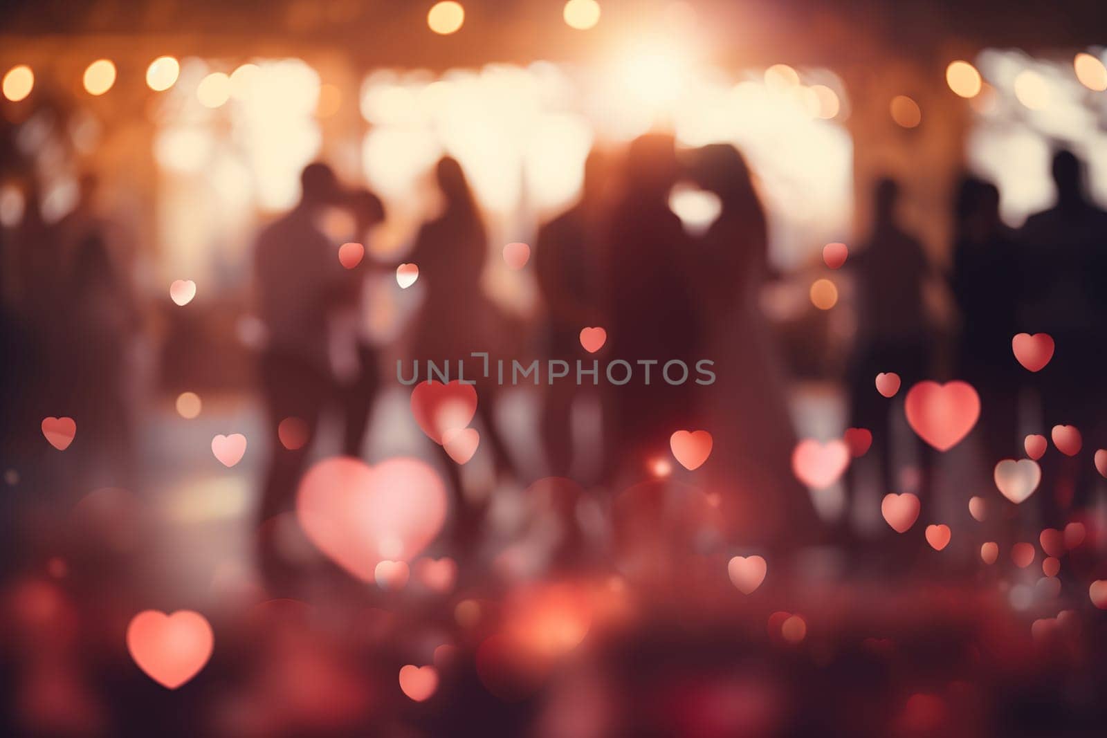 blur background of people in valentine day, generative ai by Manastrong