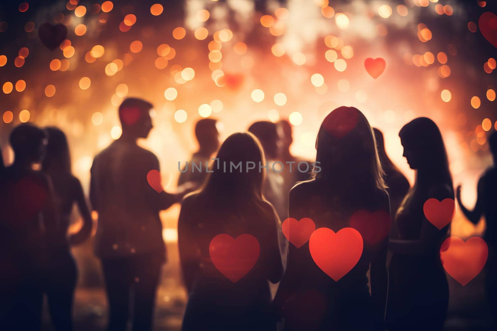 blur background of people in valentine day. generative ai
