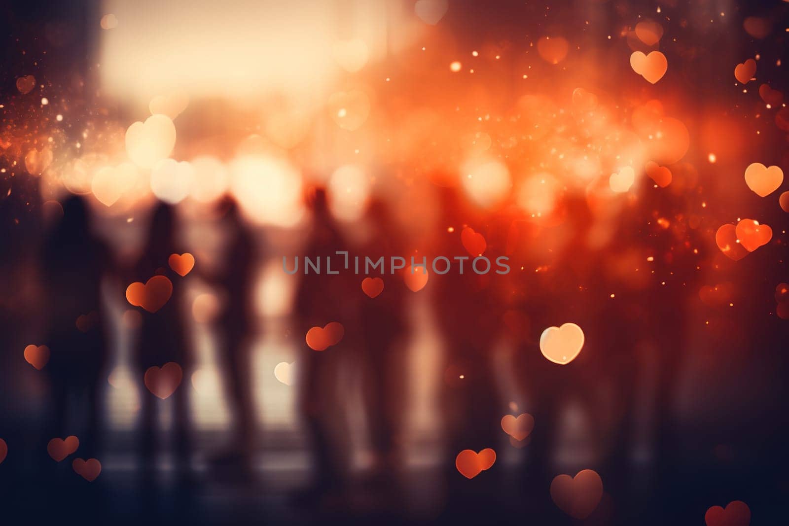 blur background of people in valentine day, generative ai by Manastrong