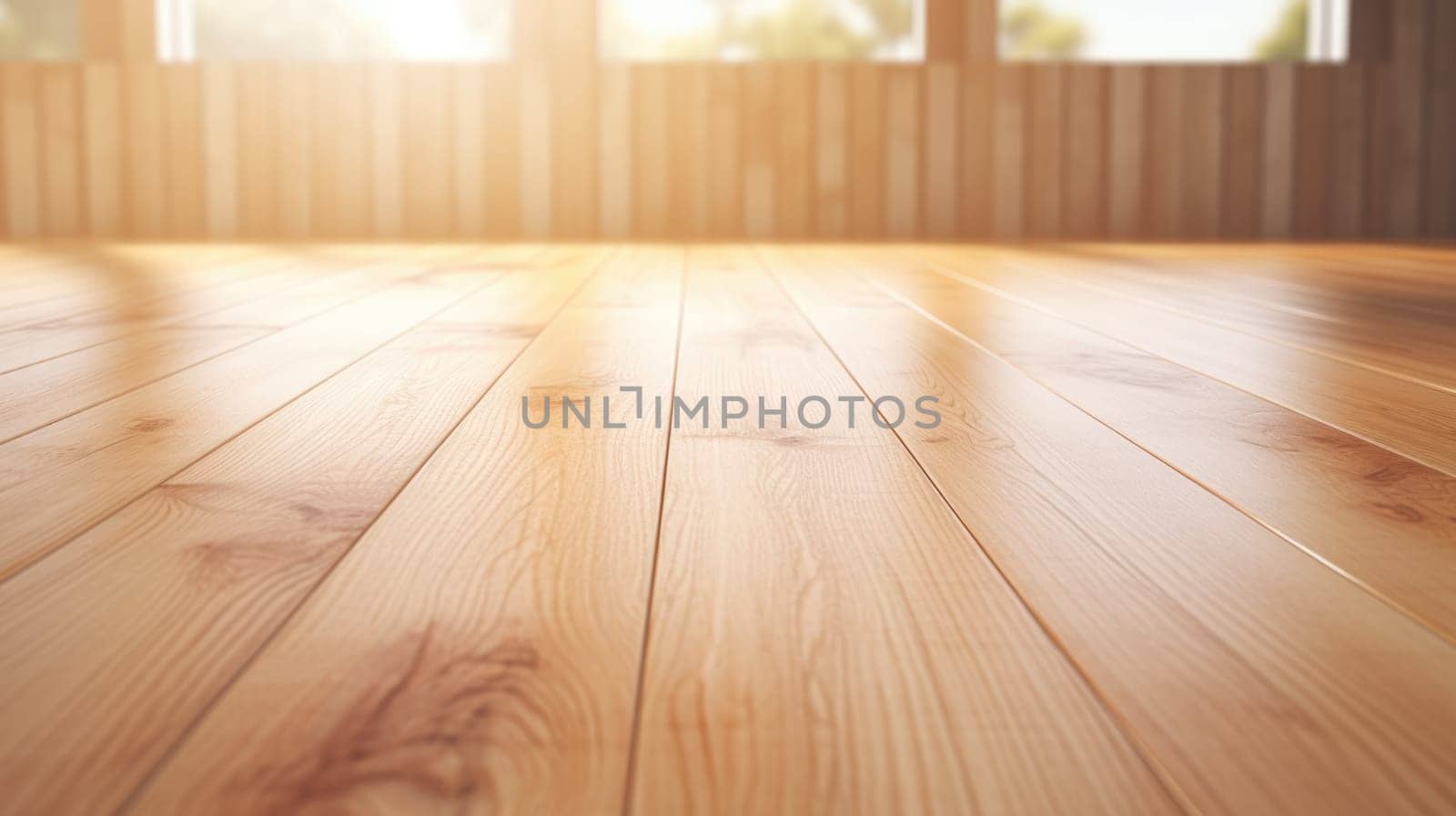wood wall empty room mock-up, ai