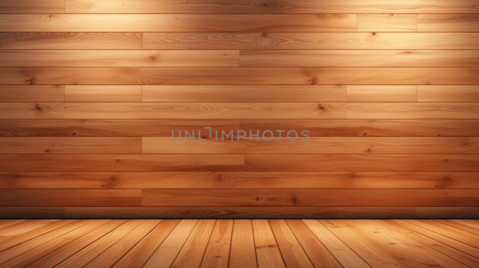 wood wall empty room mock-up, ai