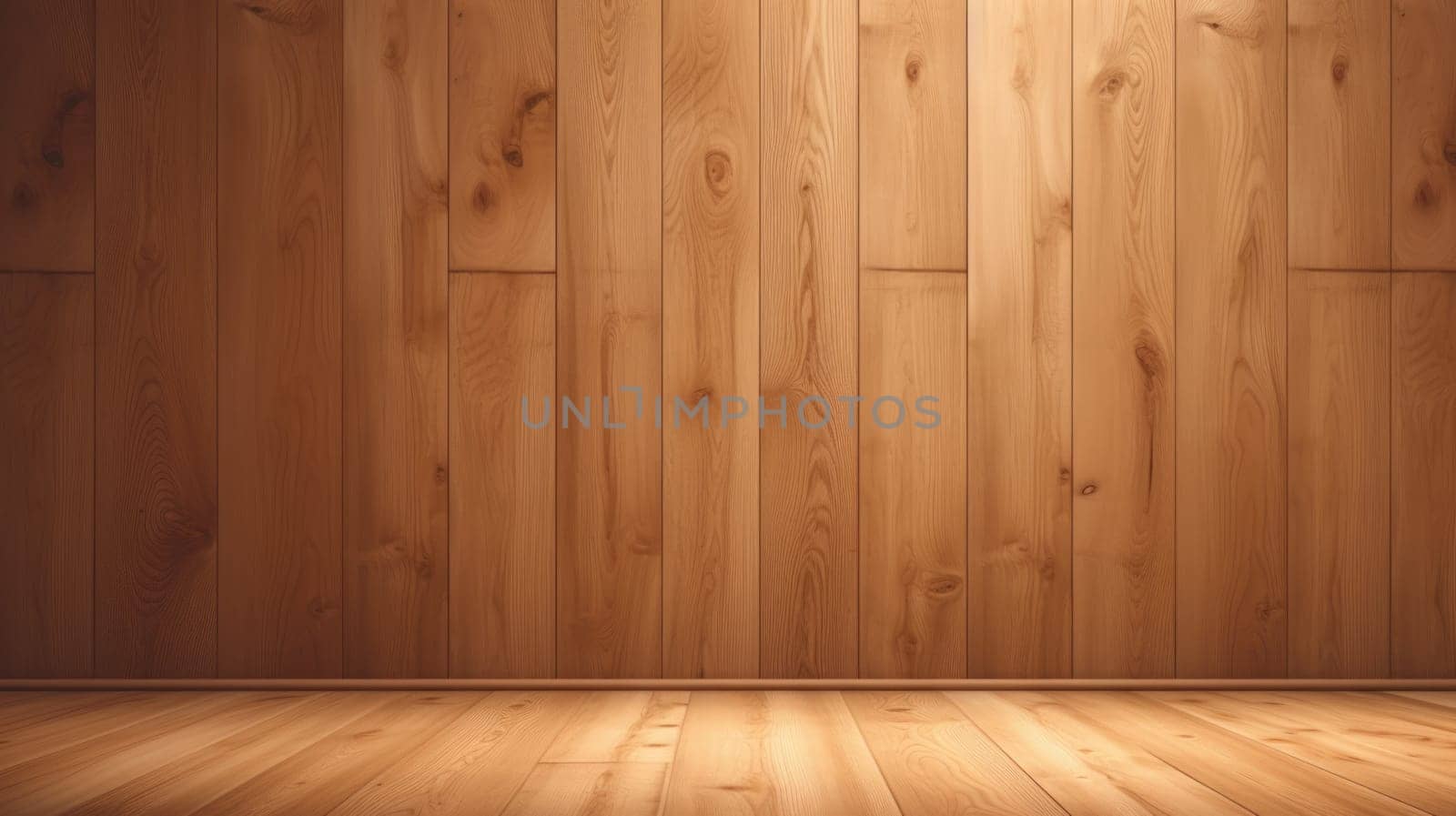 wood wall empty room mock-up, ai