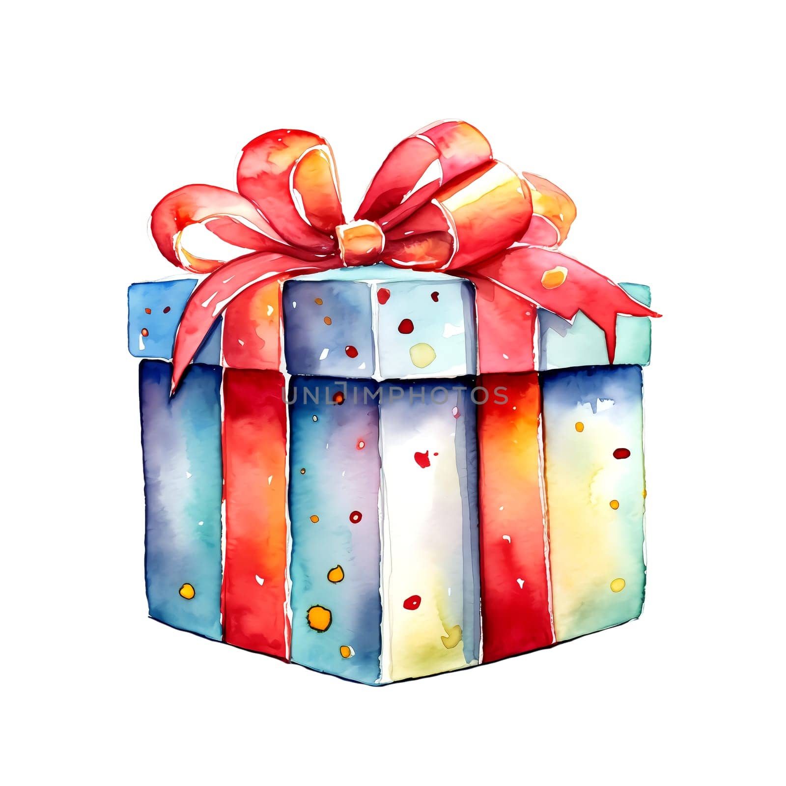 Watercolor Christmas Gifts.. Clipart. AI generated. by AndreyKENO