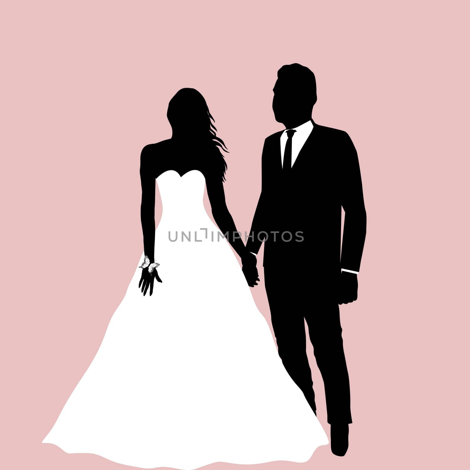 Wedding couple groom and bride, invitation card