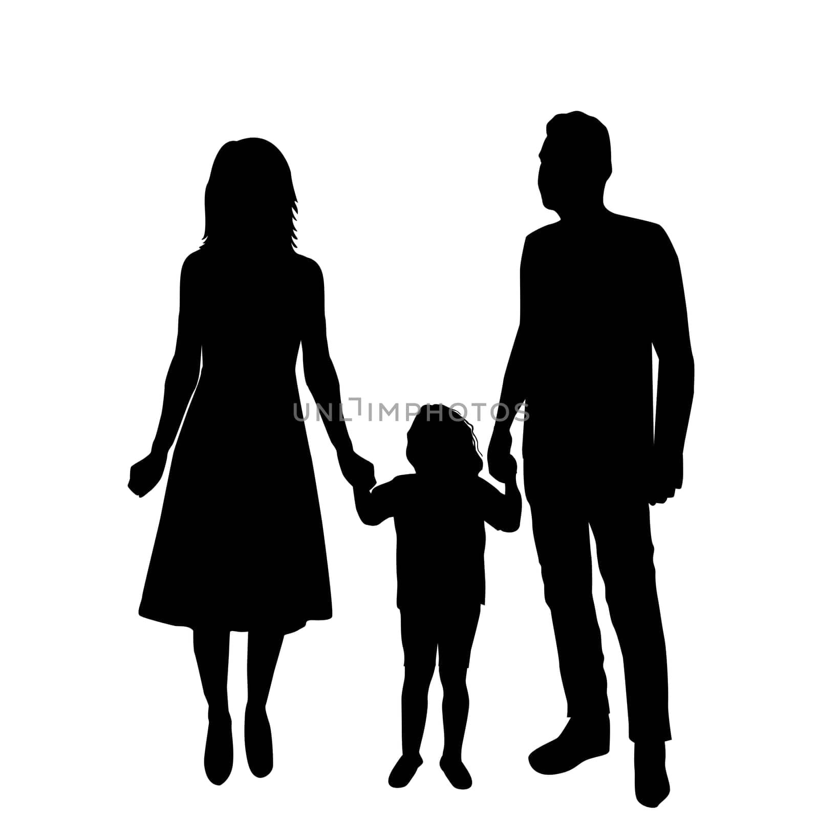 Silhouette of family with a kid by hibrida13