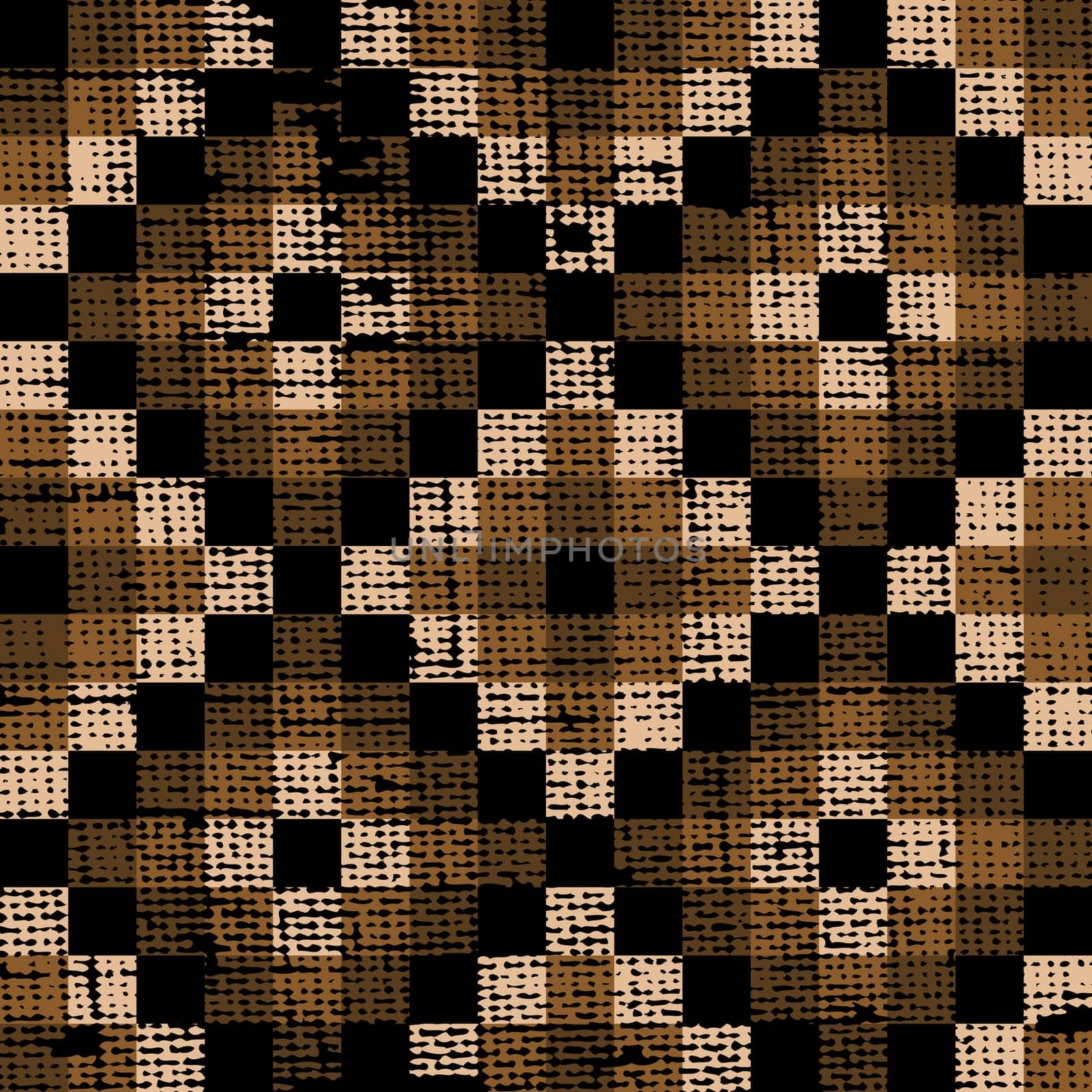 Grunge brown and beige mosaic with squares, geometric pattern by hibrida13