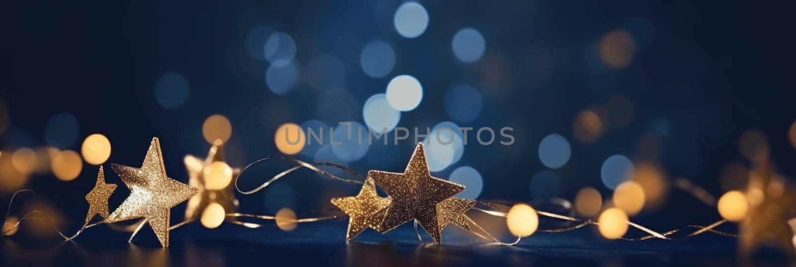 Christmas and new year 2024 decoration on blue background golden star comeliness by biancoblue