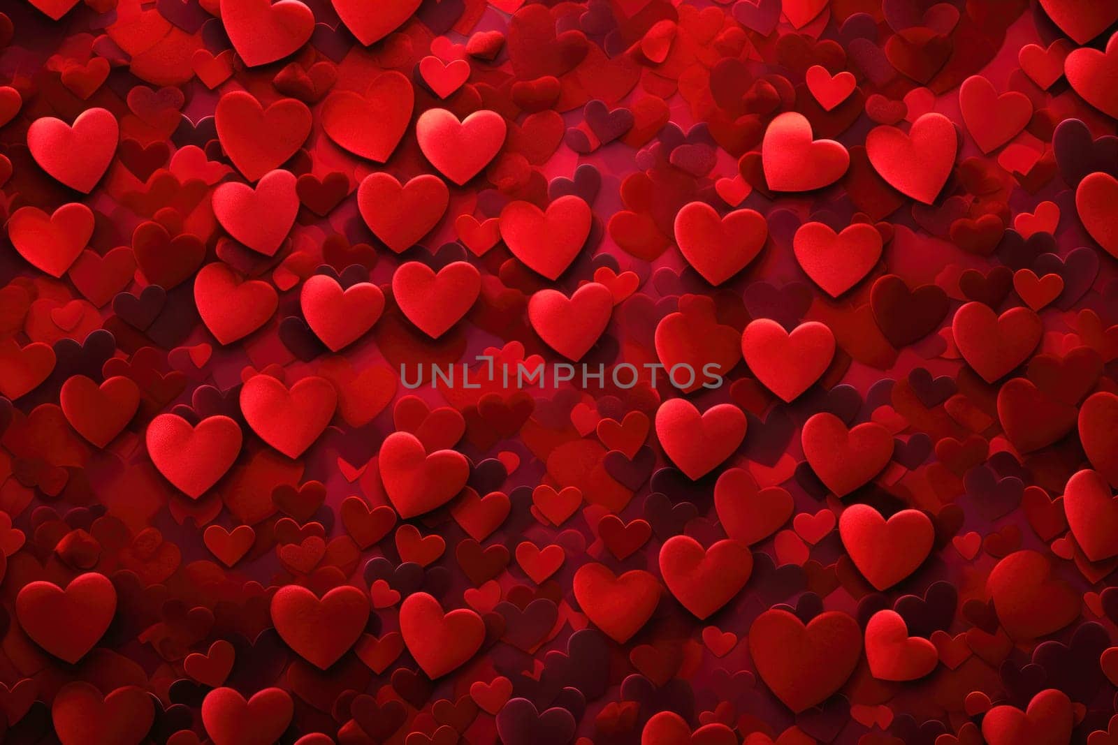 Red background with hearts for Valentine's Day or wedding by andreyz