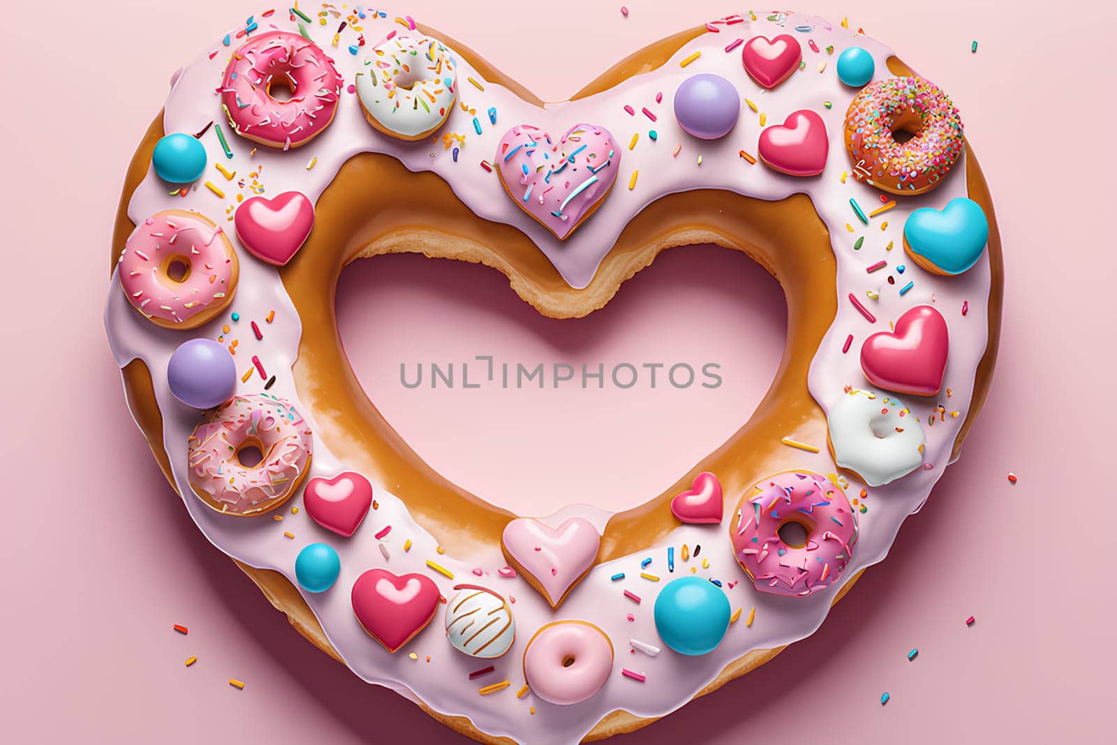 Donut in the shape of a heart. Valentine's Day Gift Concept. by Annu1tochka