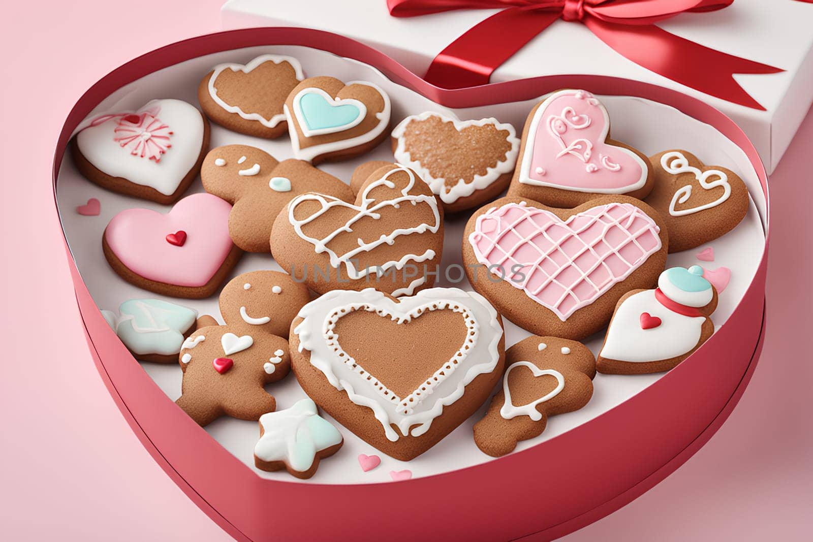 Gingerbread in the shape of a heart for Valentine's Day