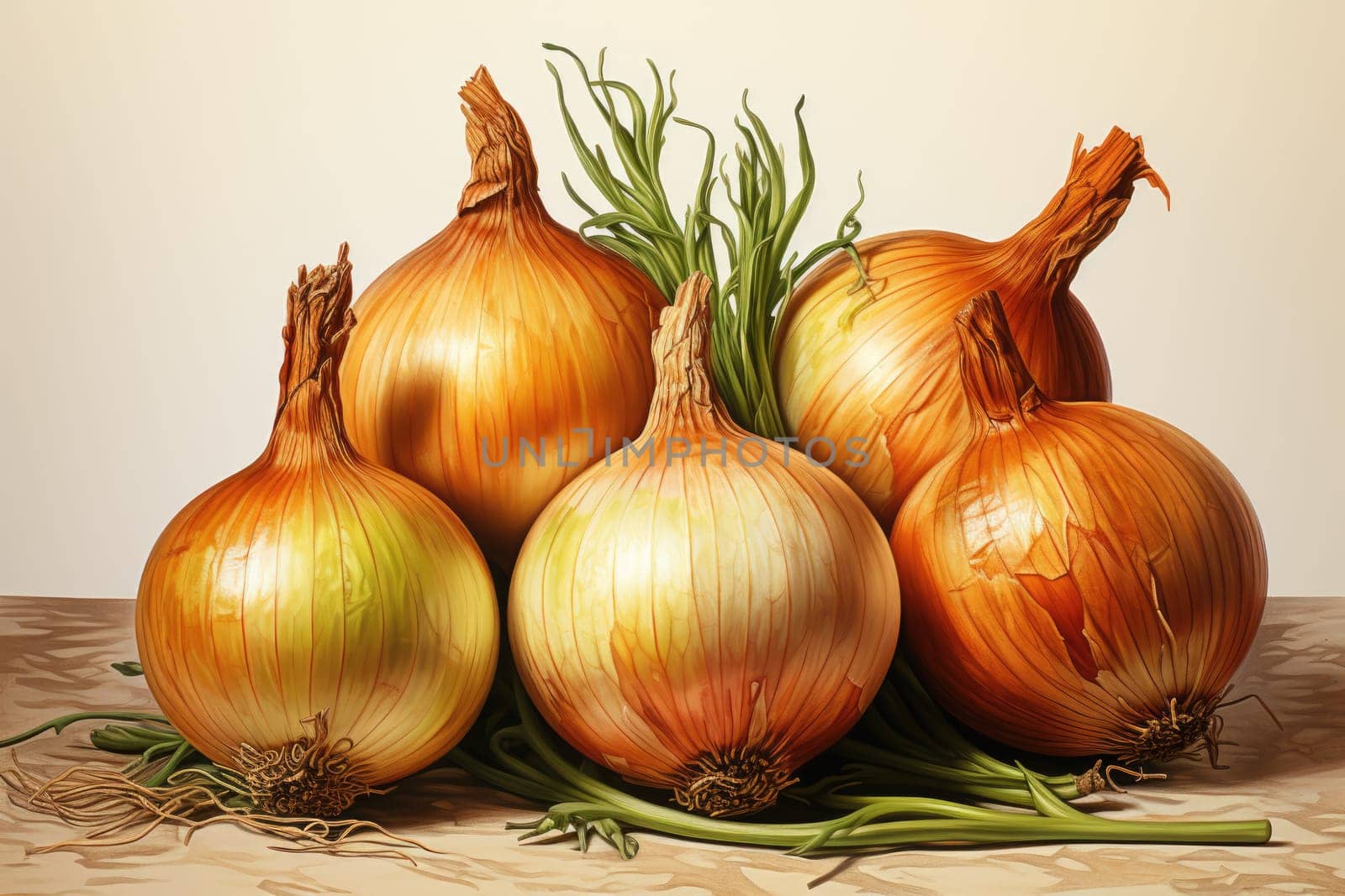watercolor whole onion isolated on white background. AI Generated