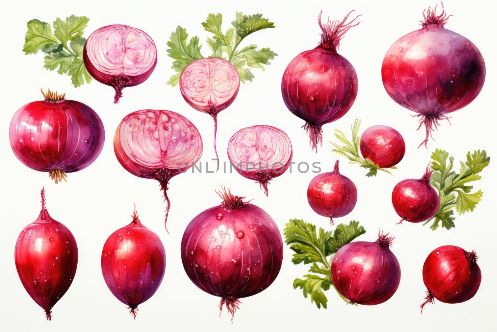 watercolor whole onion isolated on white background. AI Generated