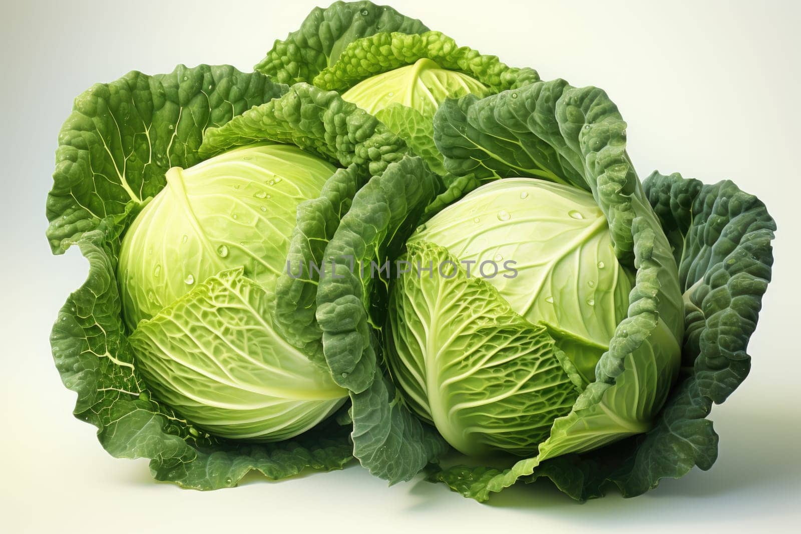 watercolor cabbage isolated on white , AI Generated by Desperada