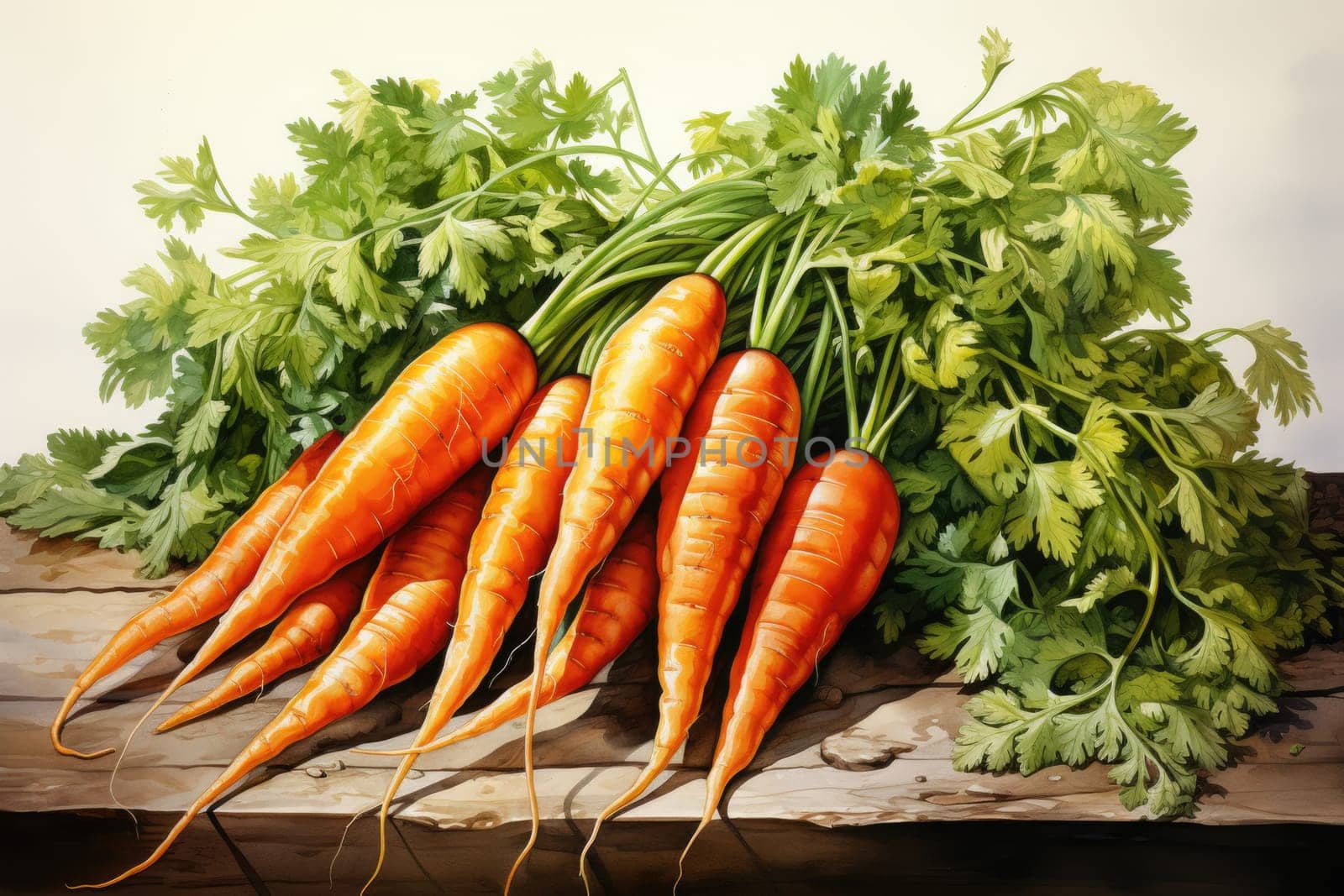 watercolor carrots isolated on dark, AI Generated by Desperada