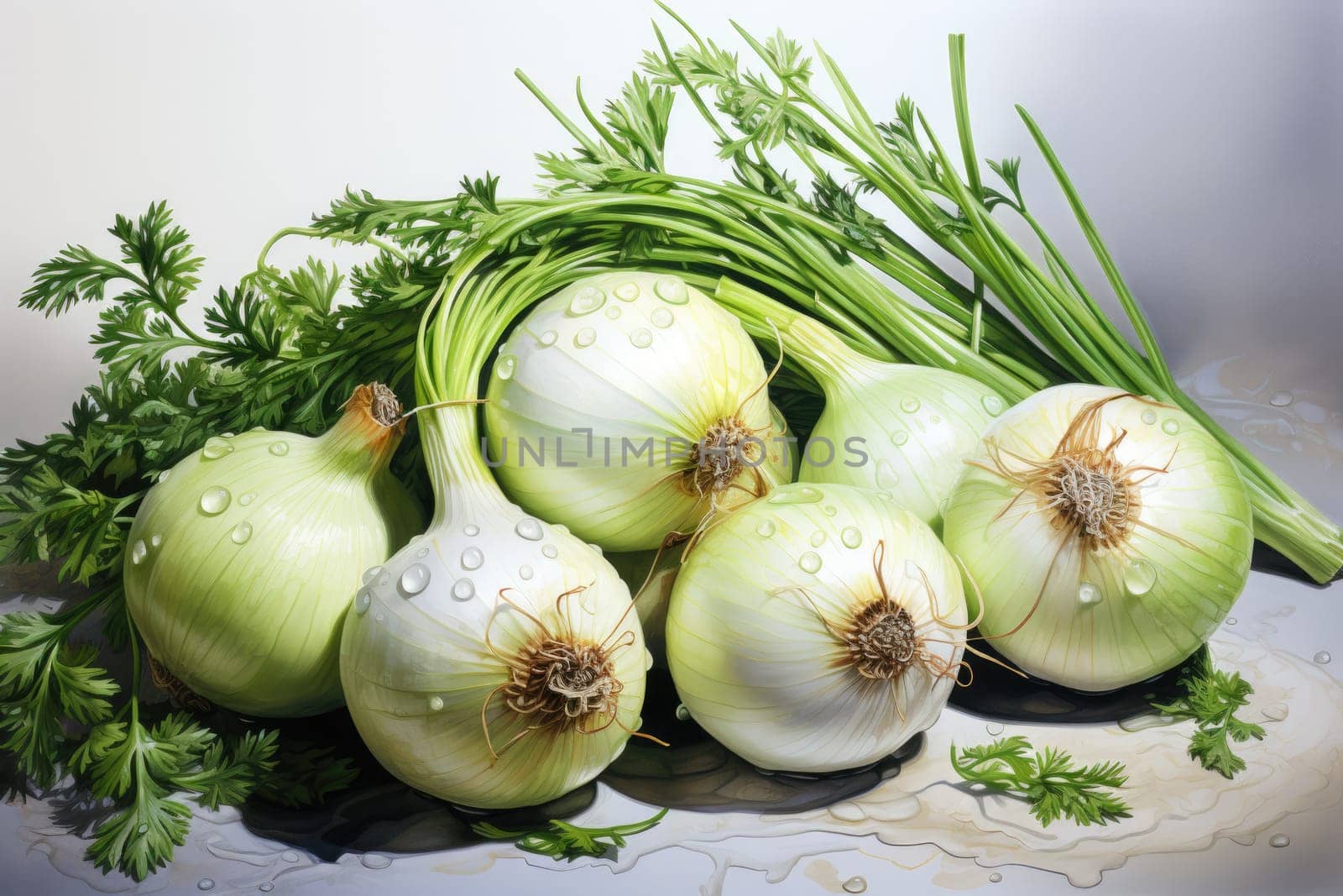 watercolor whole onion isolated on white background. AI Generated