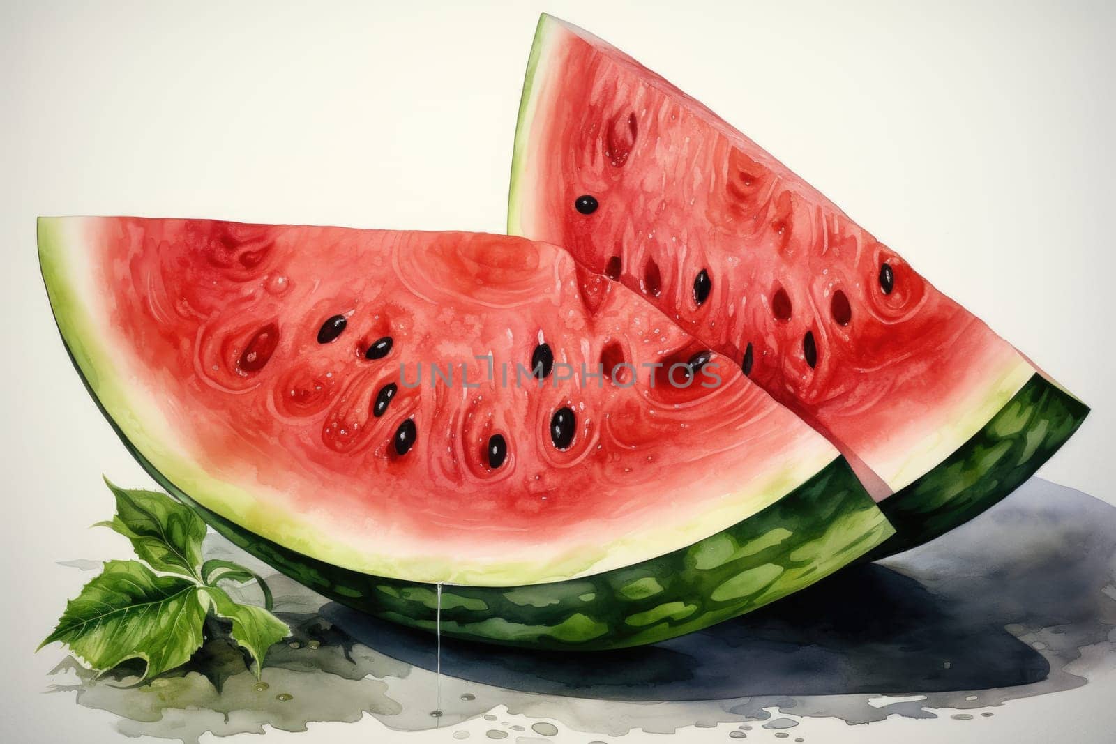 Watercolor watermelon fruit isolated on white. AI Generated by Desperada