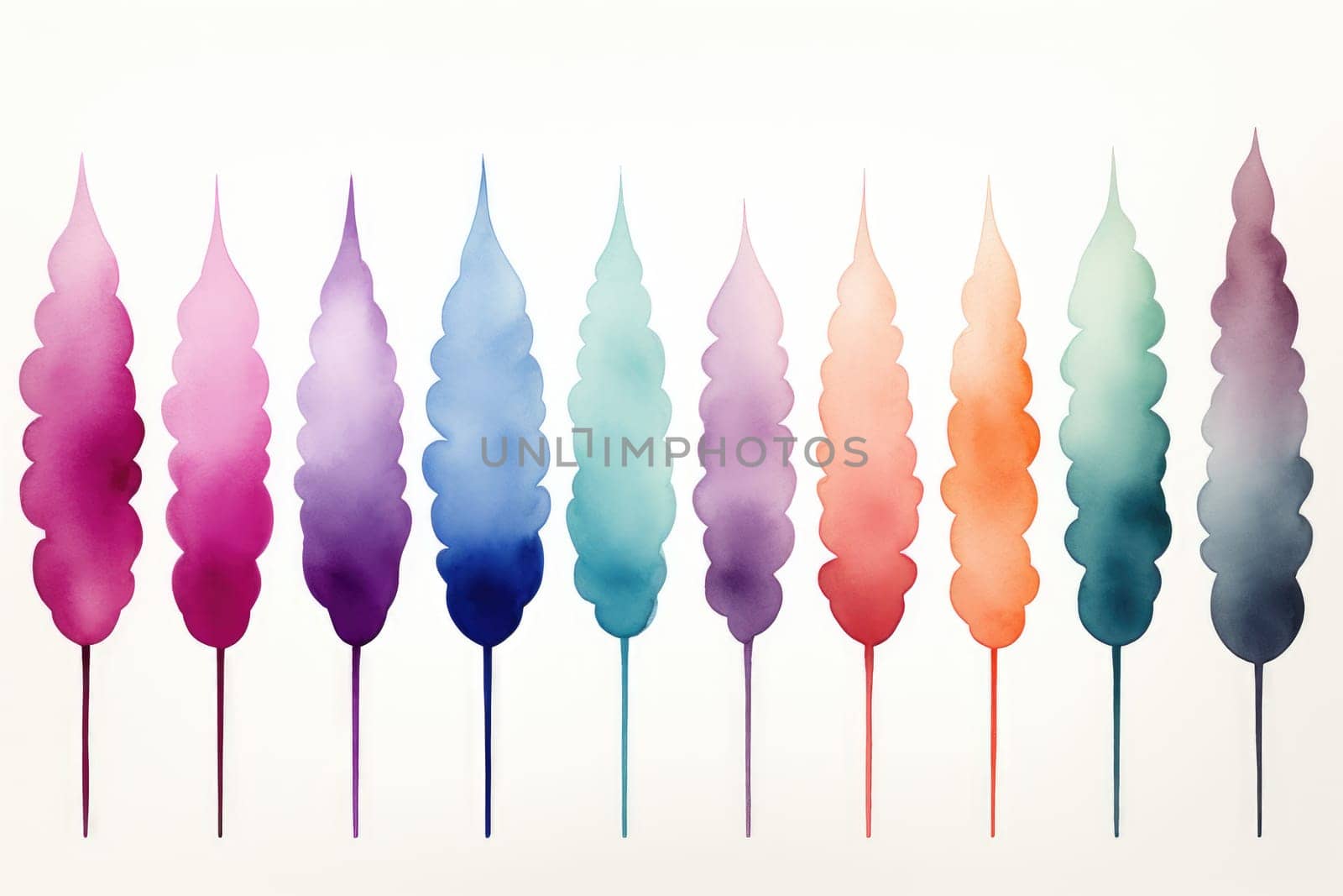 set of abstract watercolor lines isolated on white. AI Generated by Desperada