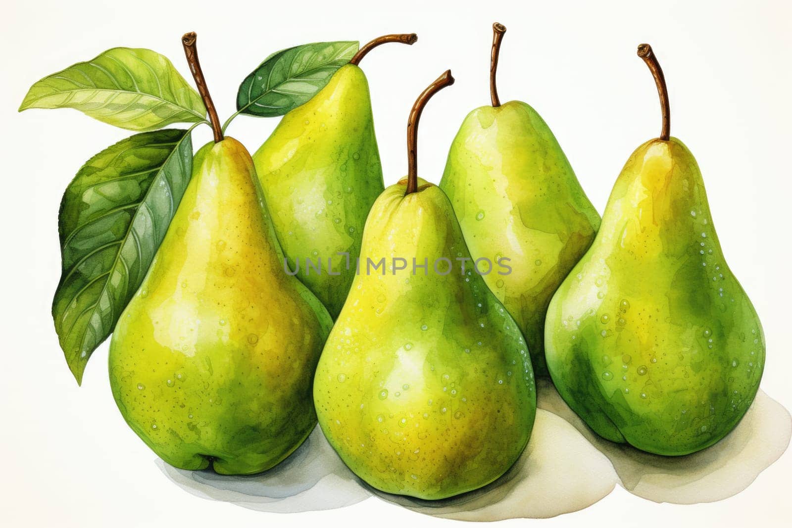 Watercolor pear fruit isolated on white. AI Generated by Desperada