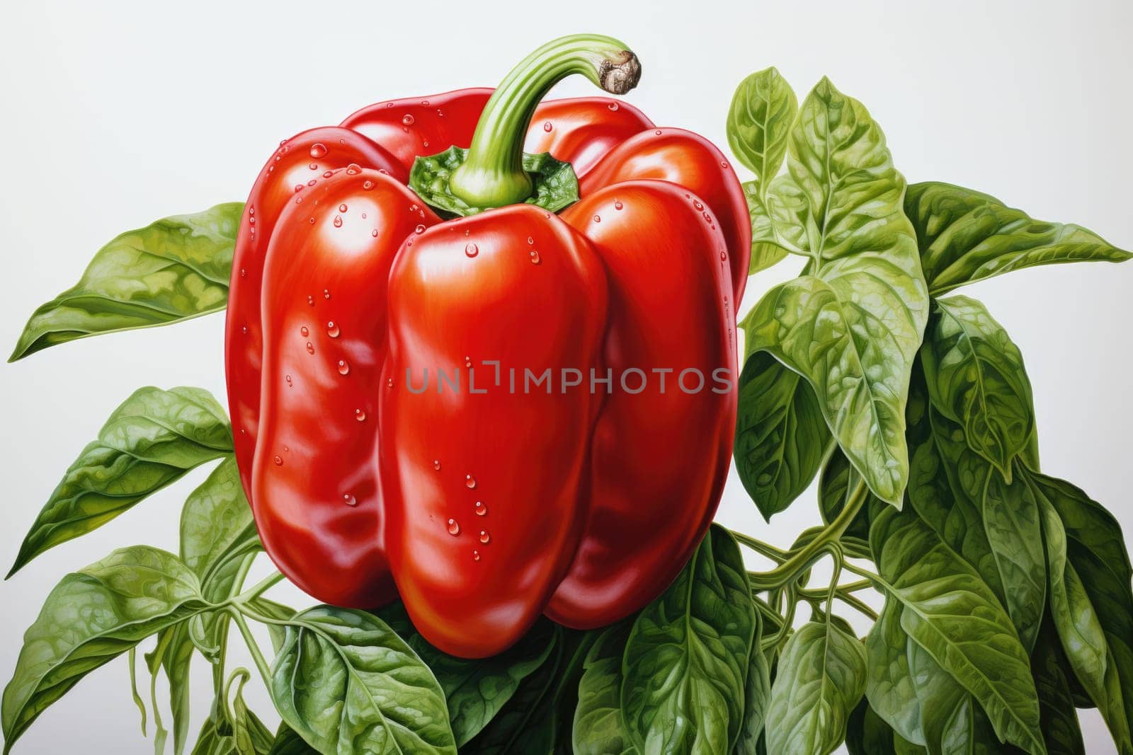 watercolor red bell peppers isolated on white background, AI Generated
