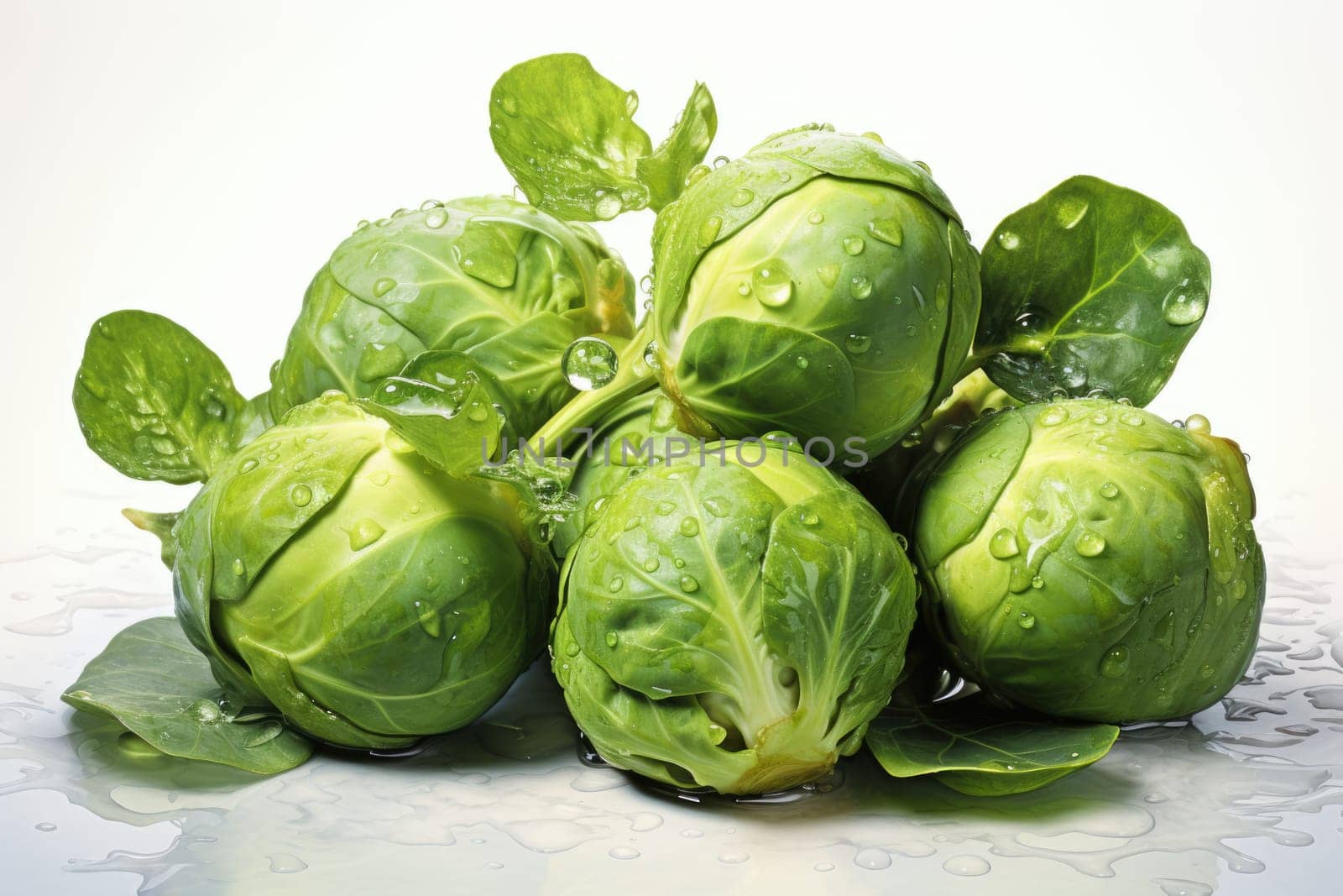 watercolor brussels sprouts isolated on white background, AI Generated